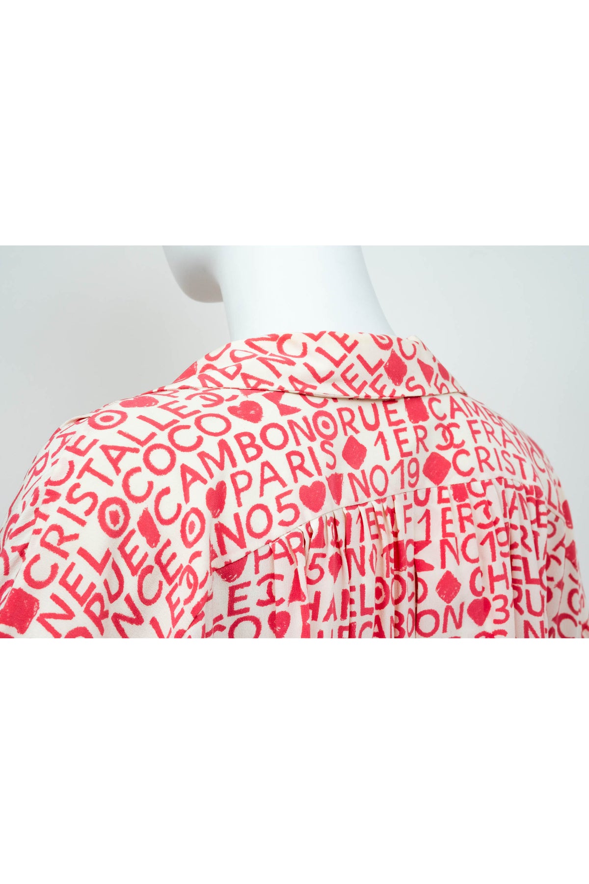 Chanel Pink and White Coco Print Dress 1980's Size M/L