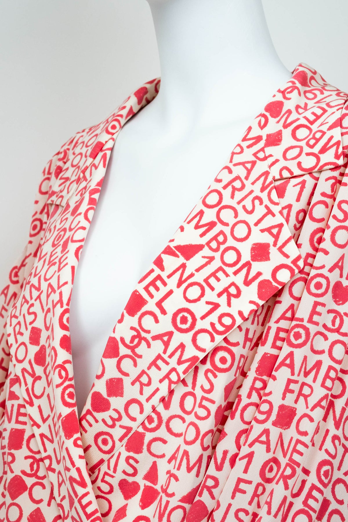Chanel Pink and White Coco Print Dress 1980's Size M/L