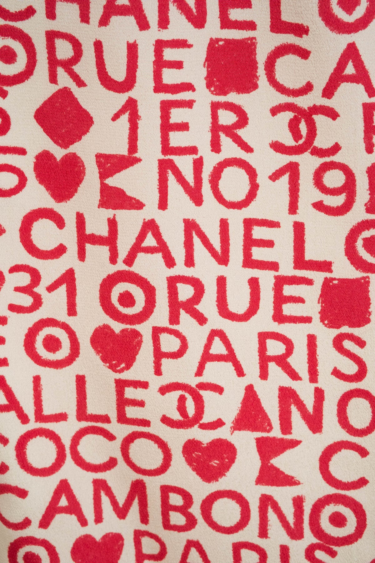 Chanel Pink and White Coco Print Dress 1980's Size M/L