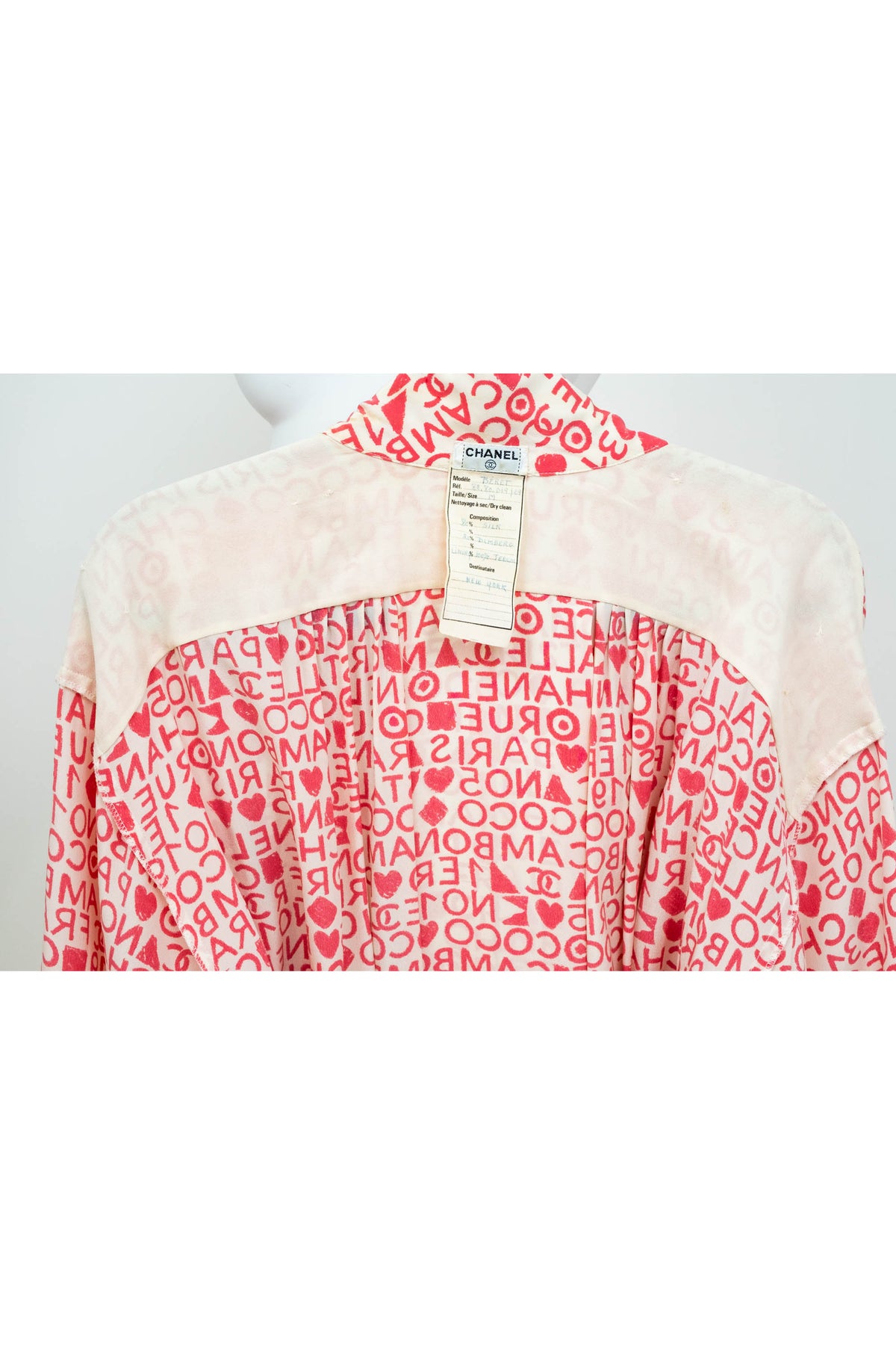 Chanel Pink and White Coco Print Dress 1980's Size M/L