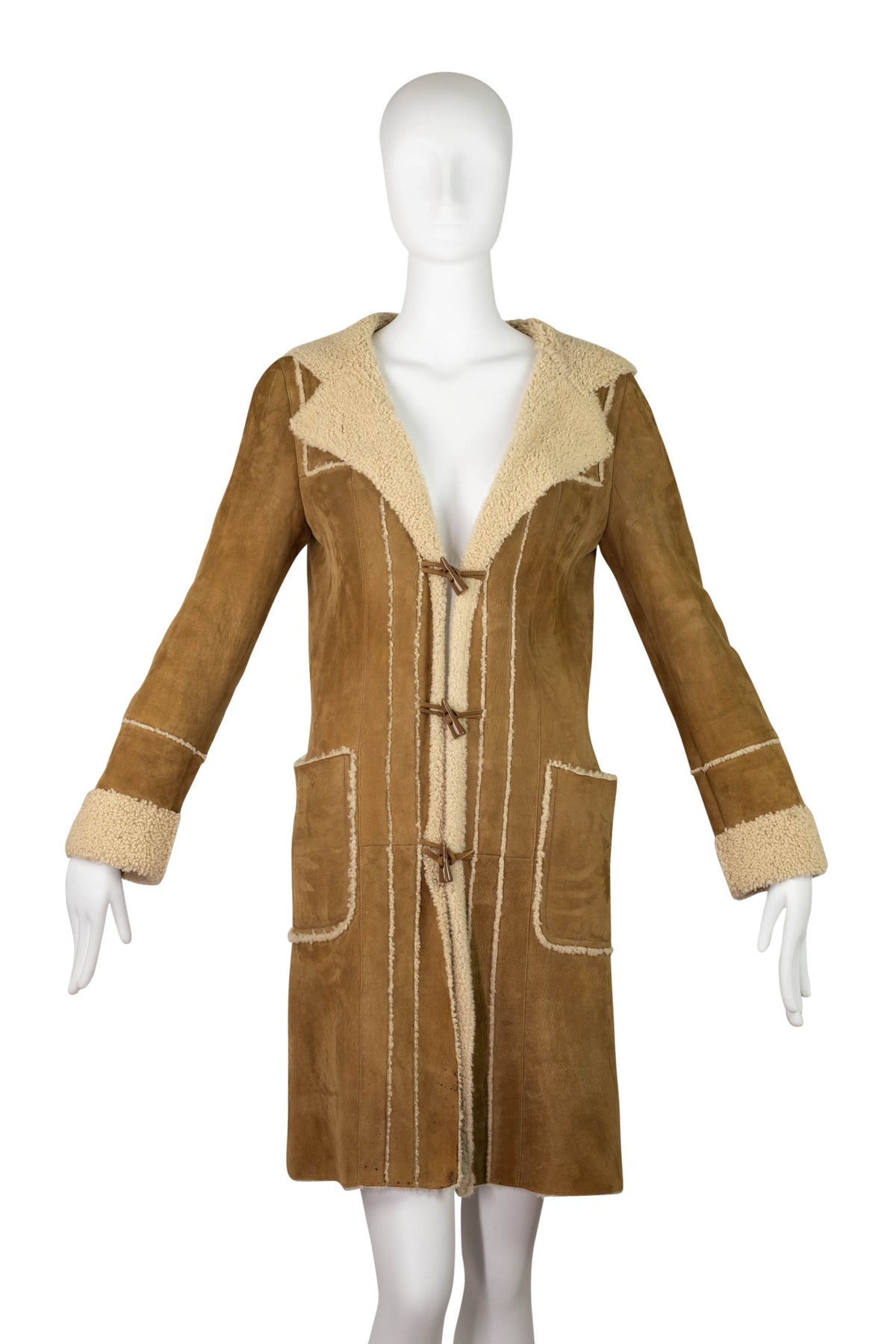 Chanel Caramel Suede Shearling Hooded Coat Size 36/4 2006A