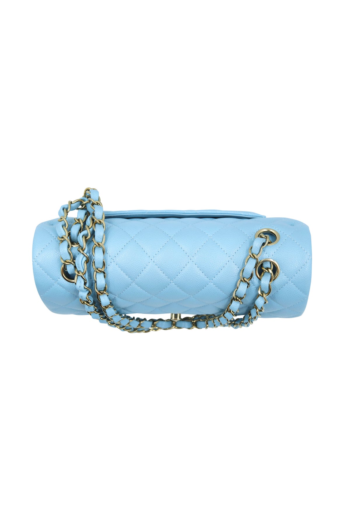 Chanel Sky Blue Double Flap Caviar Leather Purse