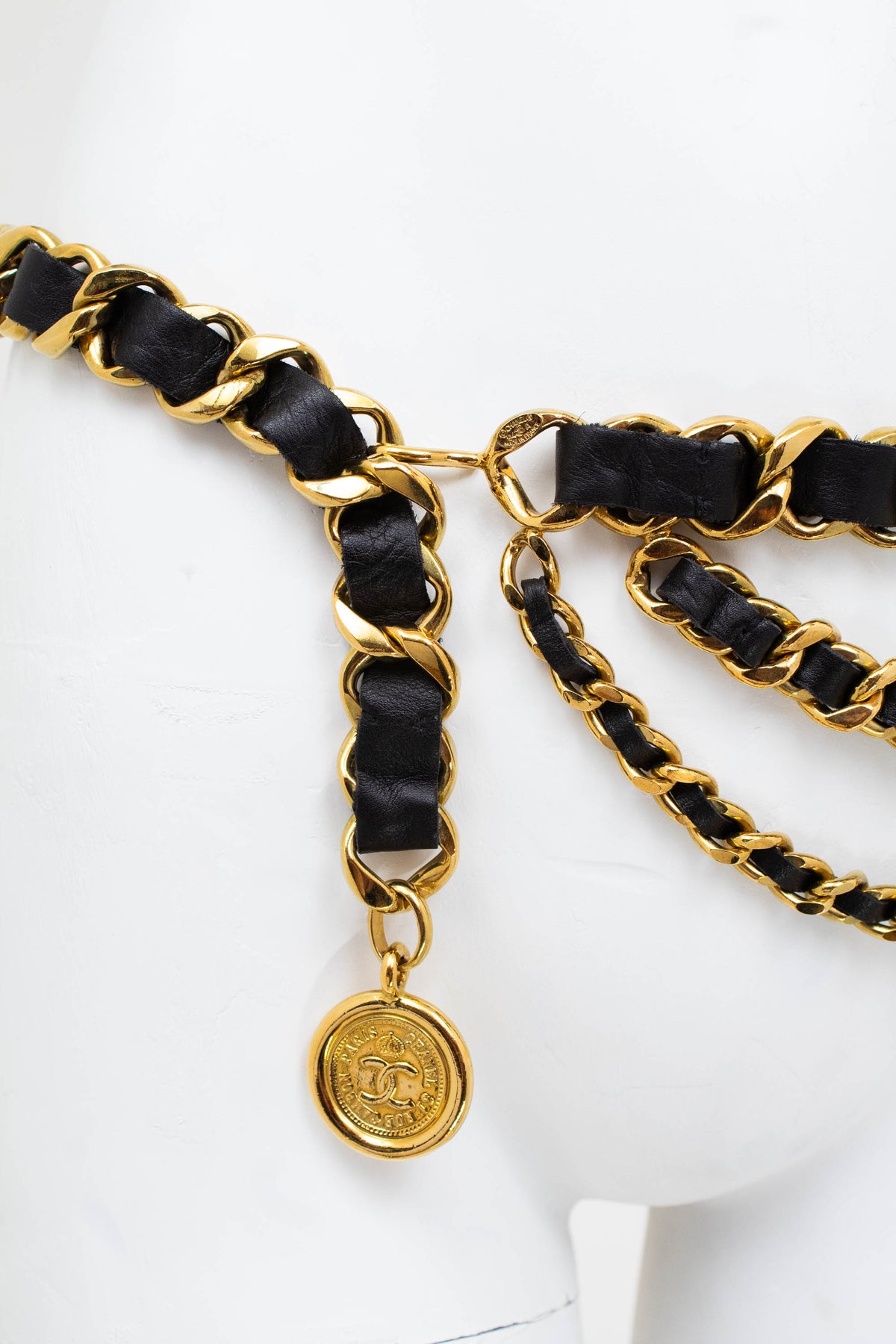 Chanel 24k Gold Plate 3 Row X-Wide Chain Belt 1994 Coco Charm