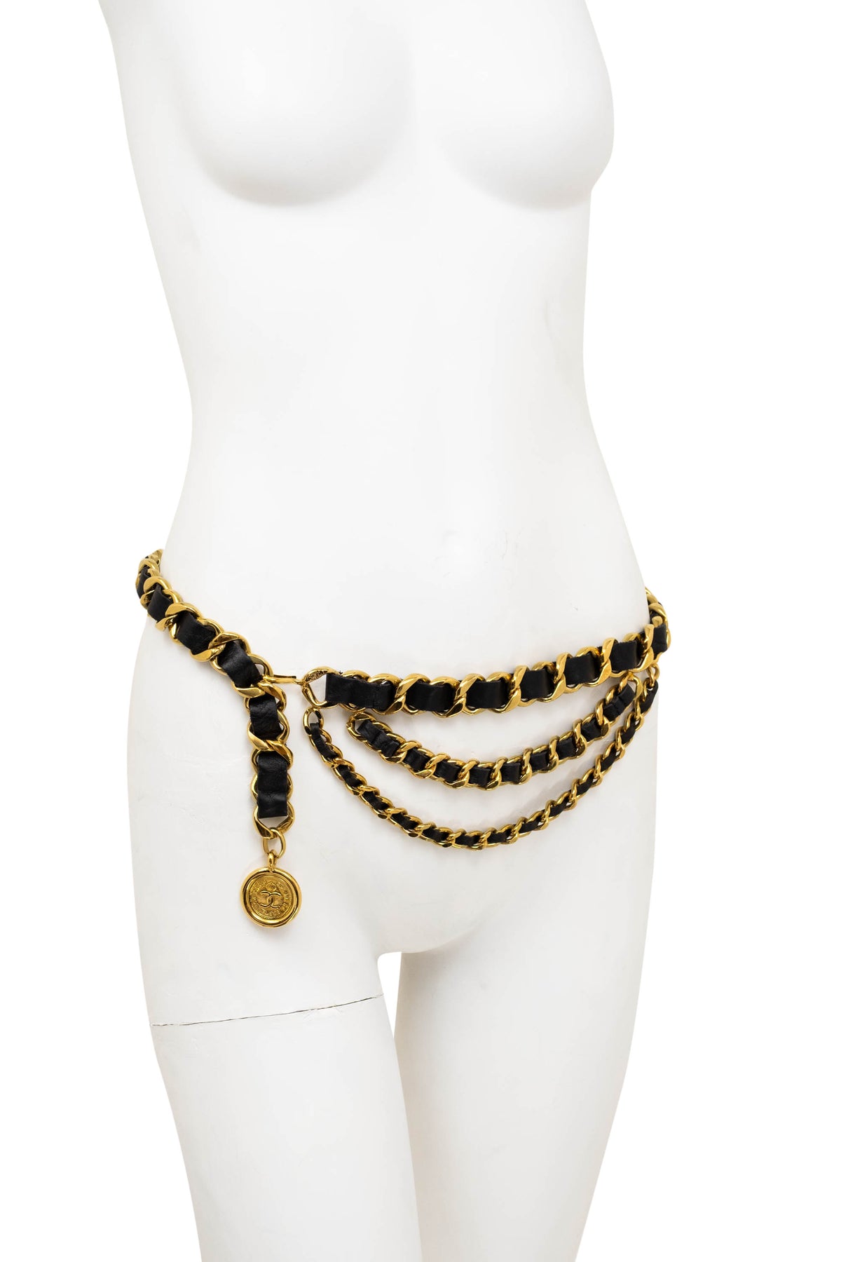 Chanel 24k Gold Plate 3 Row X-Wide Chain Belt 1994 Coco Charm