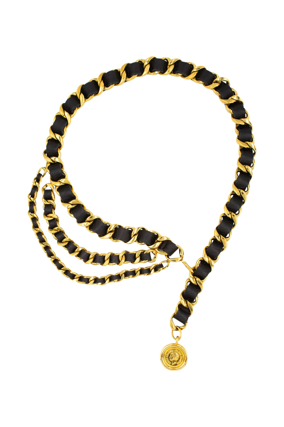 Chanel 24k Gold Plate 3 Row X-Wide Chain Belt 1994 Coco Charm