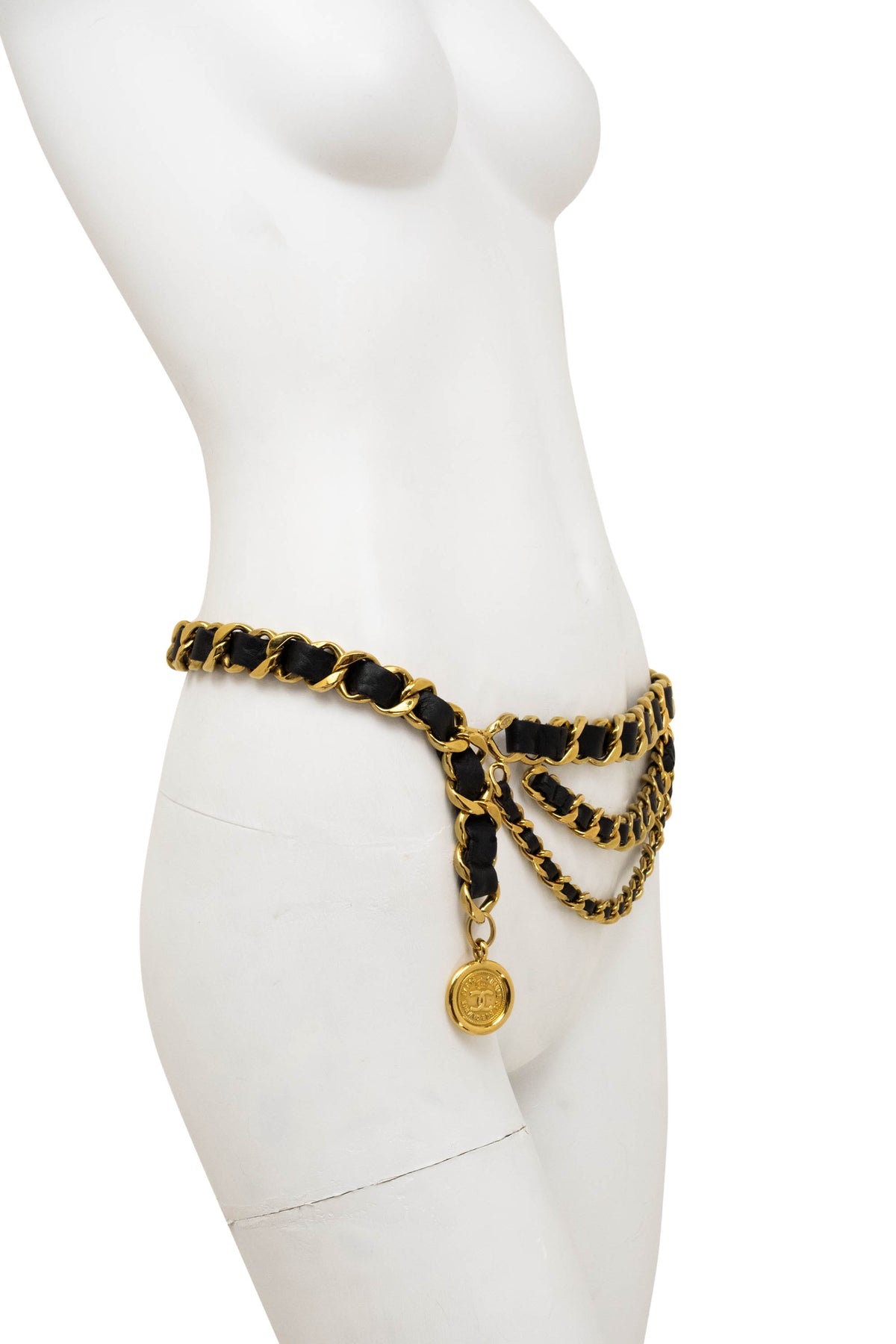 Chanel 24k Gold Plate 3 Row X-Wide Chain Belt 1994 Coco Charm