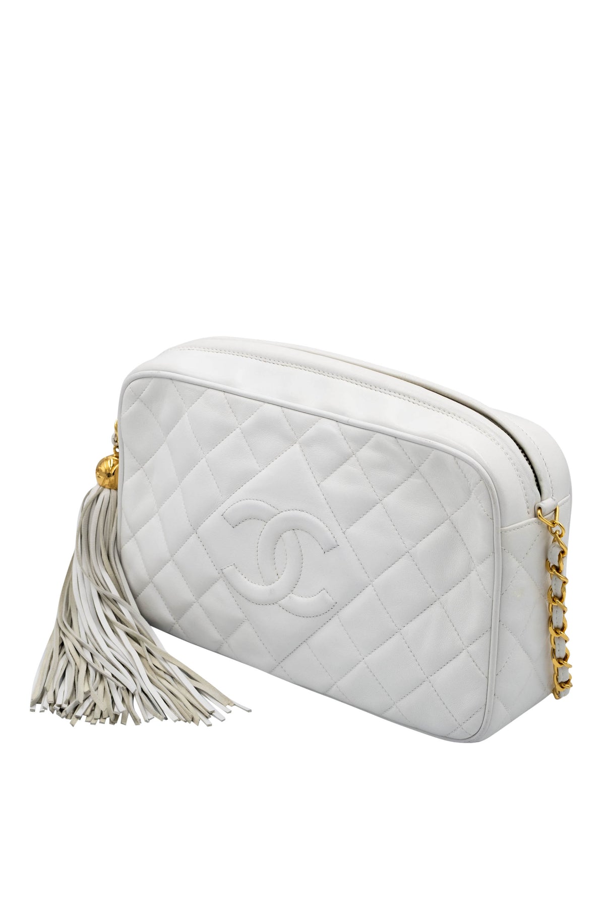 Chanel White Napa Camera bag With Tassel 1994-6