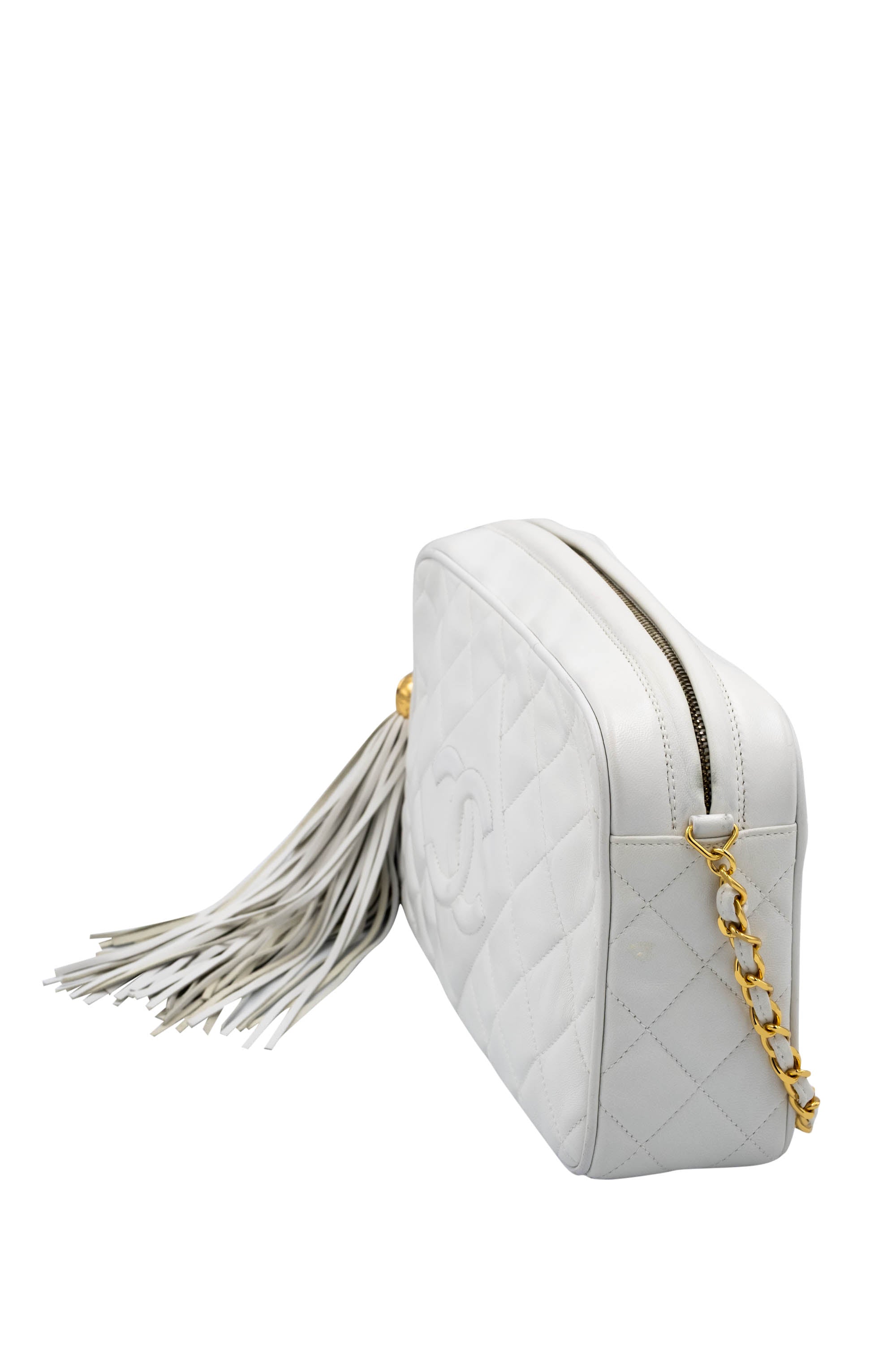 Chanel White Napa Camera bag With Tassel 1994-6 - Foxy Couture Carmel