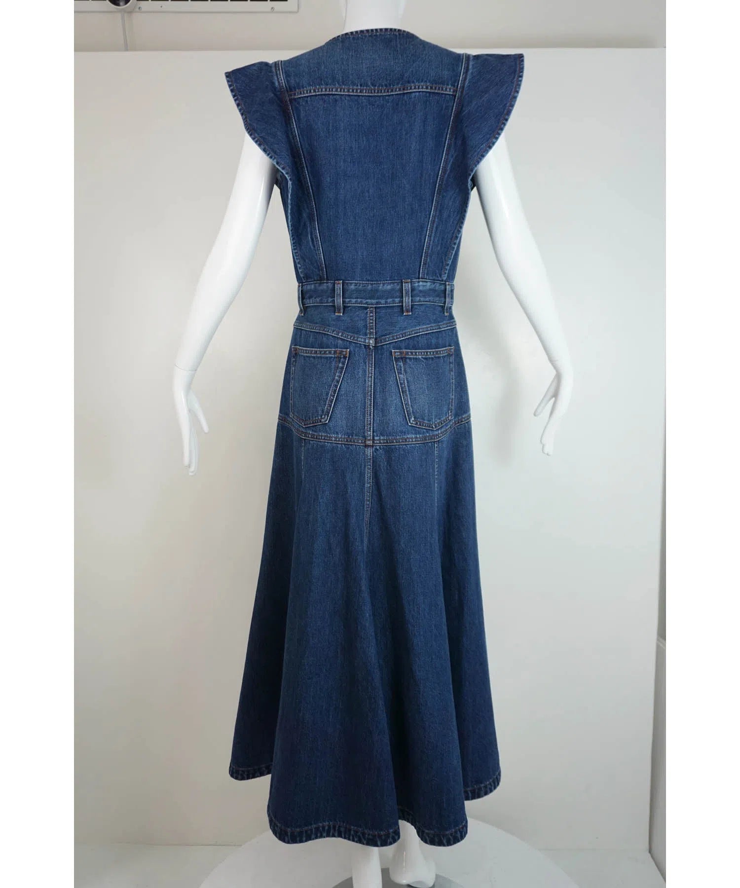 Chloe by Gabriella Hearst Blue Jean Midi Dress Spring 2022 - Foxy Couture Carmel