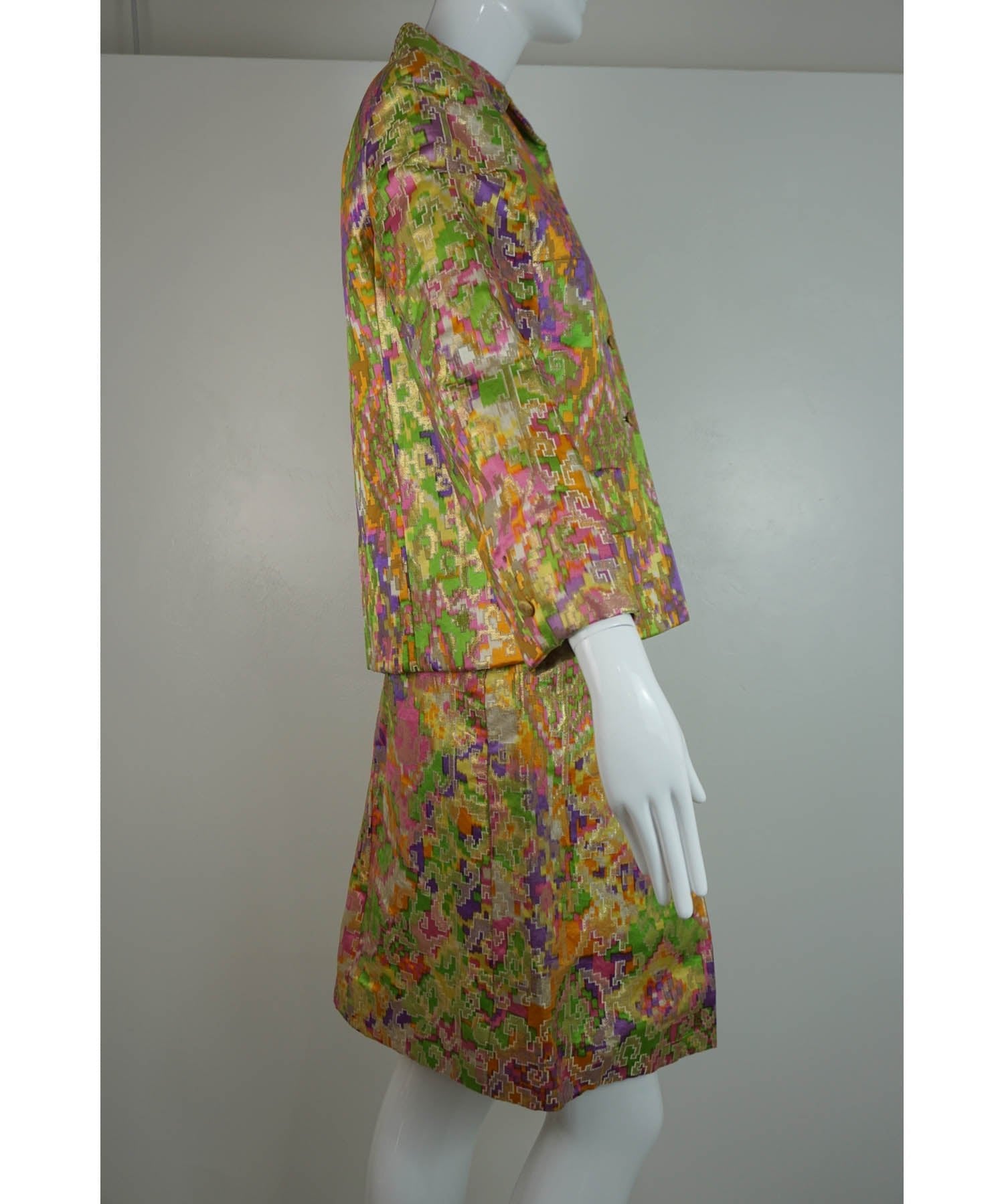 Christian Dior NY Brocade Skirt Jacket Vest 1960's