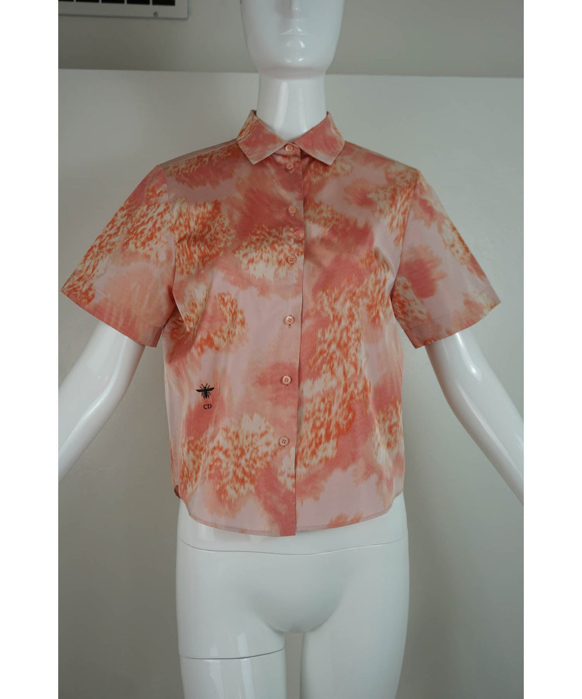 Christian Dior Peach Print Taffeta Top 36/4