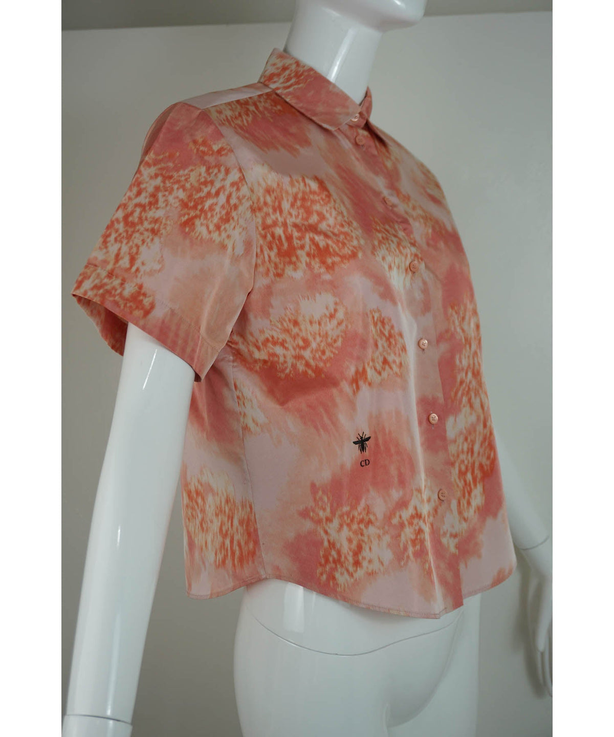 Christian Dior Peach Print Taffeta Top 36/4