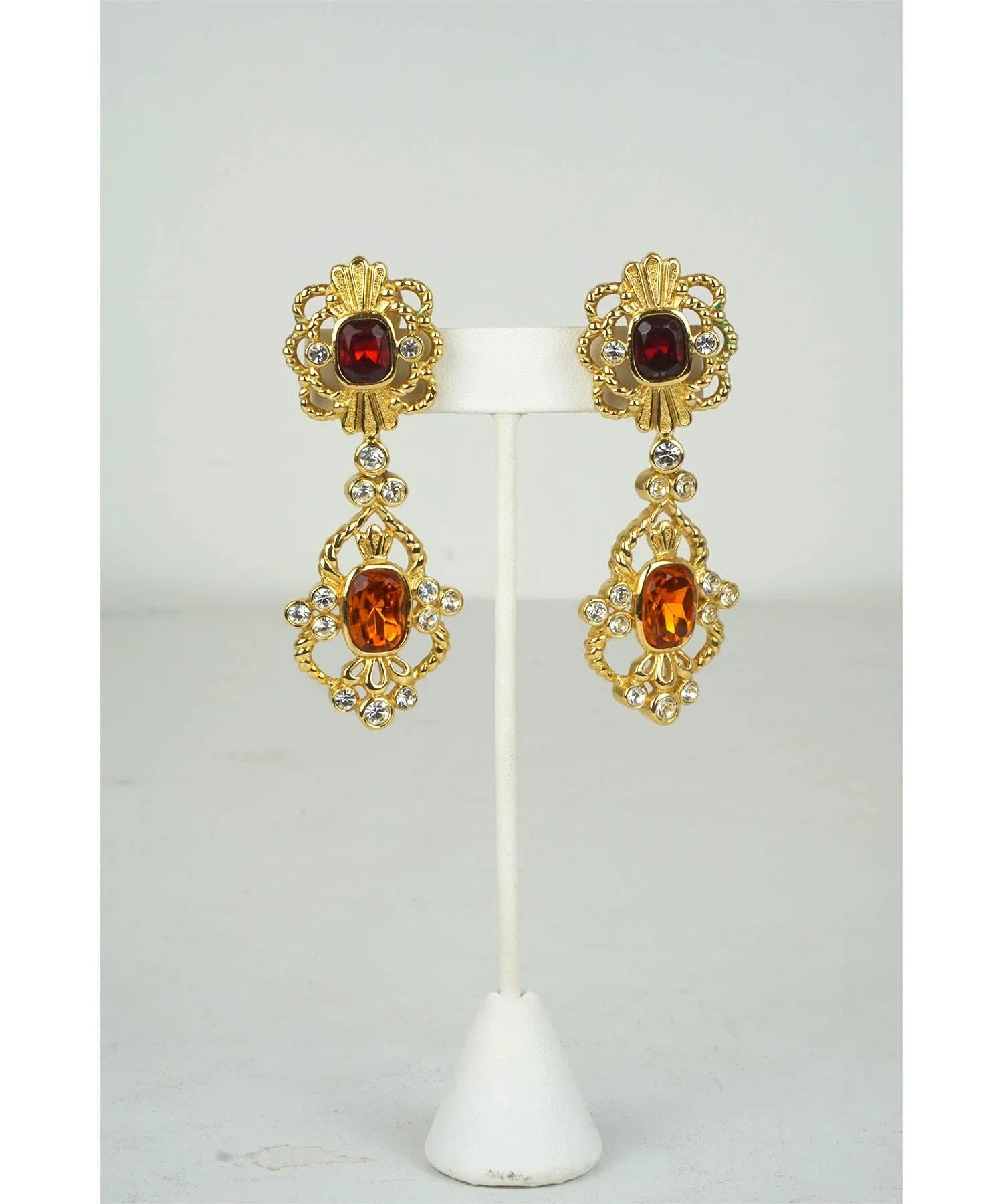 Christian Dior Rare Vintage Crystal Embellished Earrings 1960's-1970's - Foxy Couture Carmel