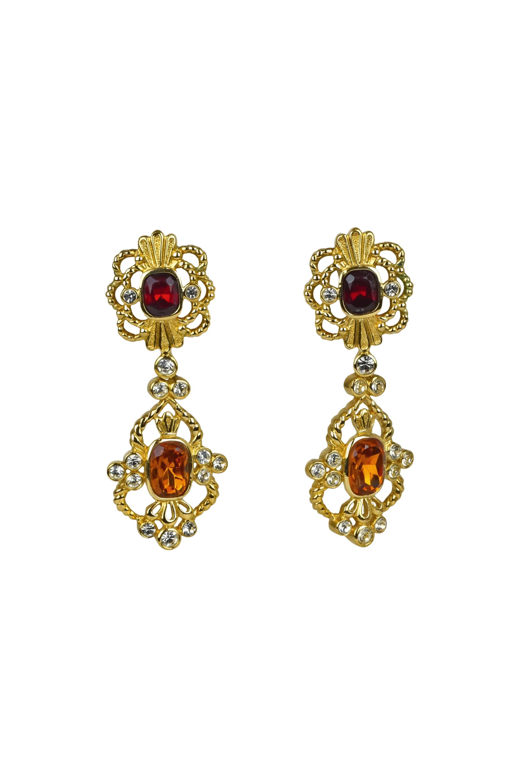 Christian Dior Rare Vintage Crystal Embellished Earrings 1960's-1970's - Foxy Couture Carmel