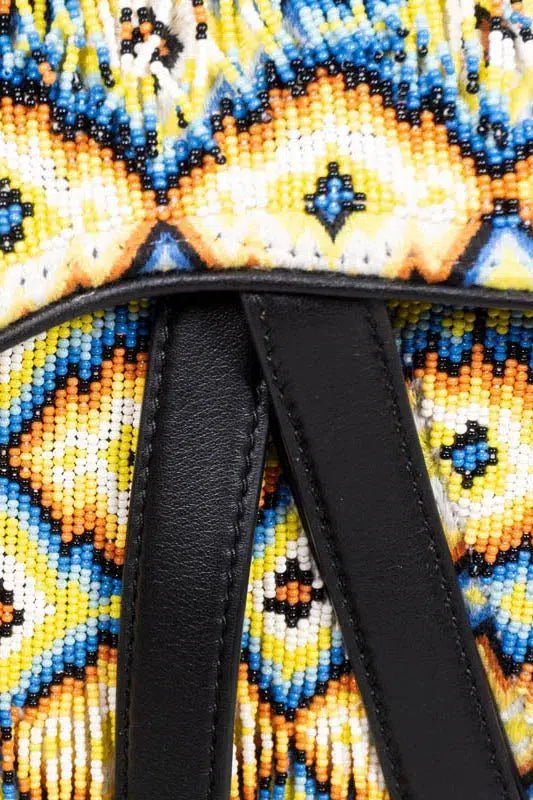 Christian Dior Size M Yellow Beaded Saddle Bag