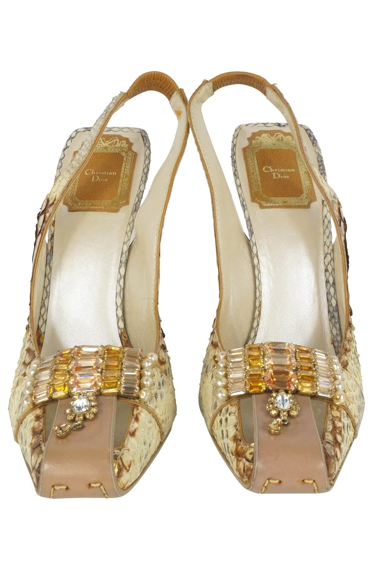 Christian Dior Snakeskin Slingback Pumps