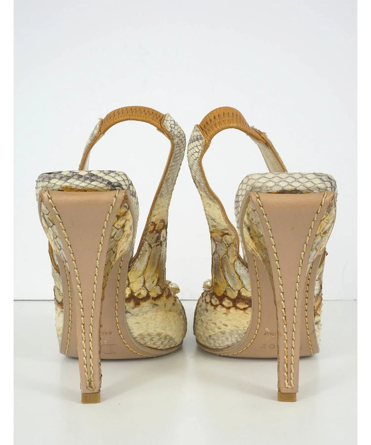 Christian Dior Snakeskin Slingback Pumps