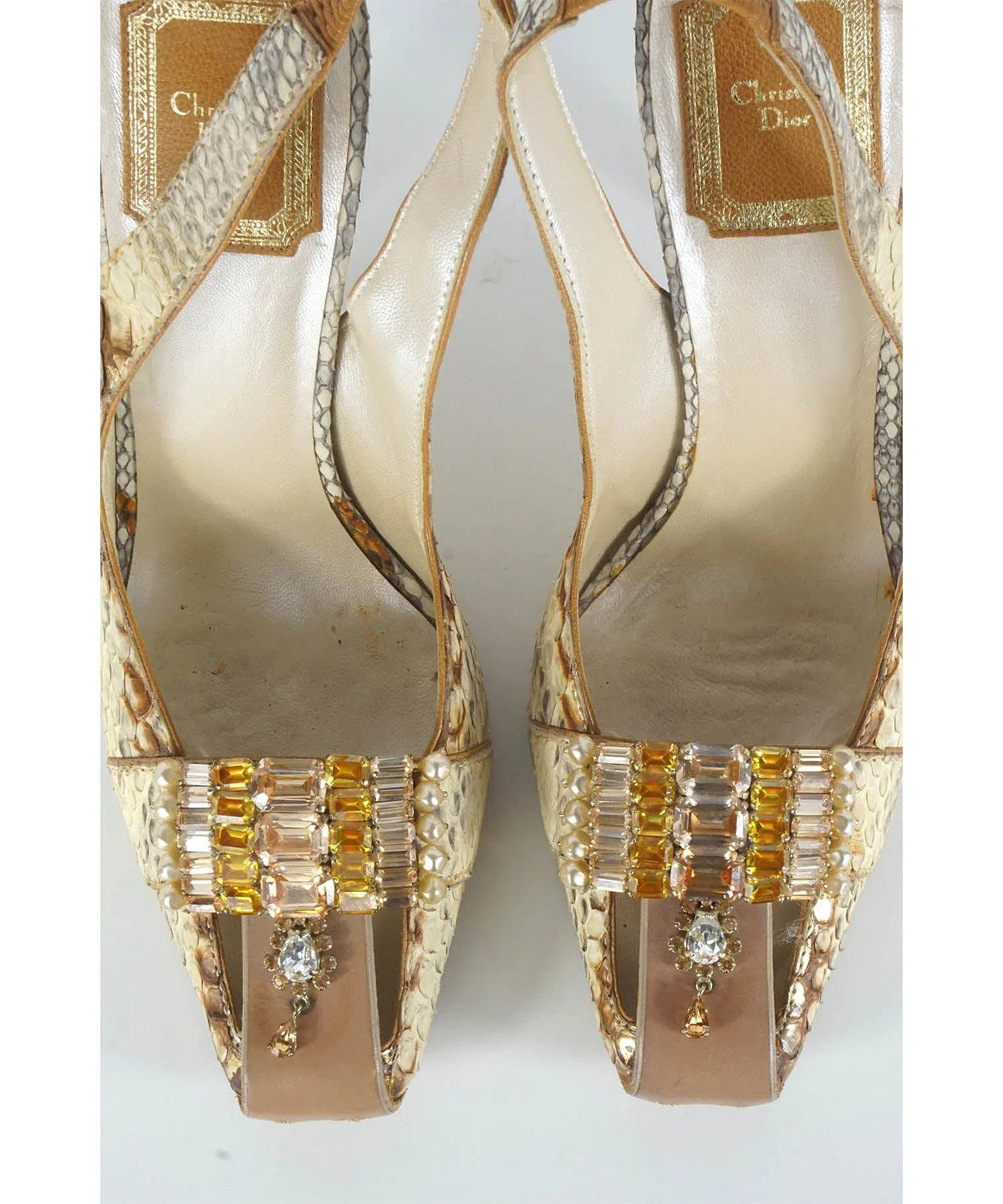 Christian Dior Snakeskin Slingback Pumps