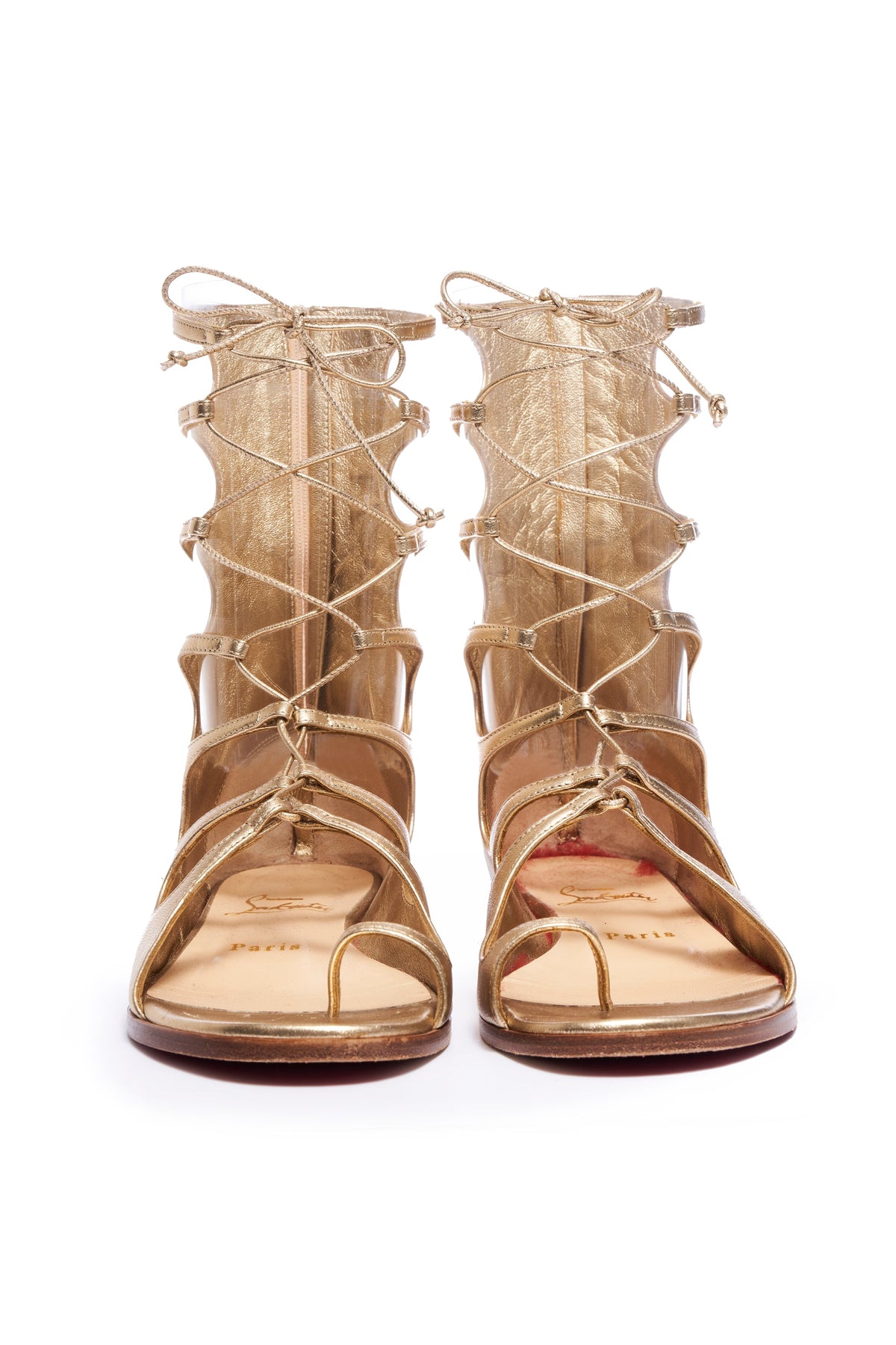 Christian Louboutin Gold Gladiator Sandals size 37