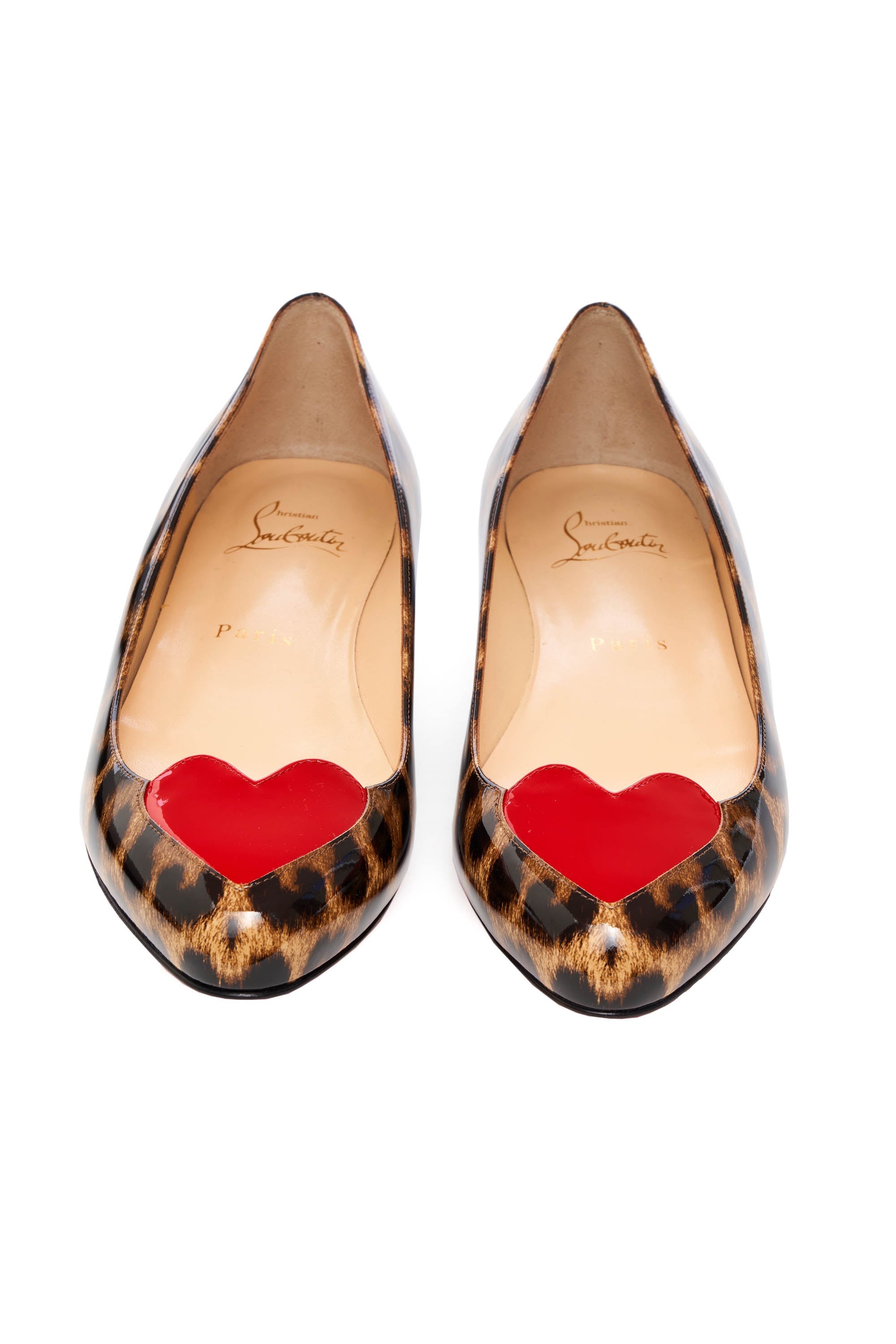 Christian Louboutin Leopard Point Toe Flats w/ Heart Shoes Size 36