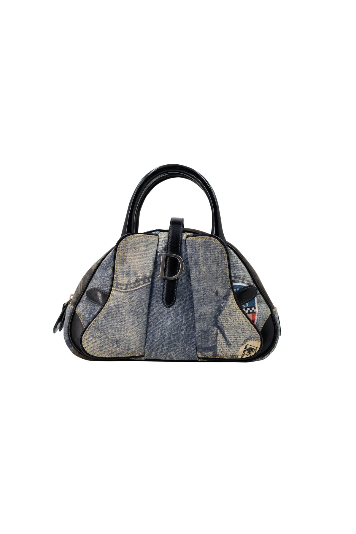 Christian Dior Denim Speedway Saddle Bowler Bag Size Mini 2001