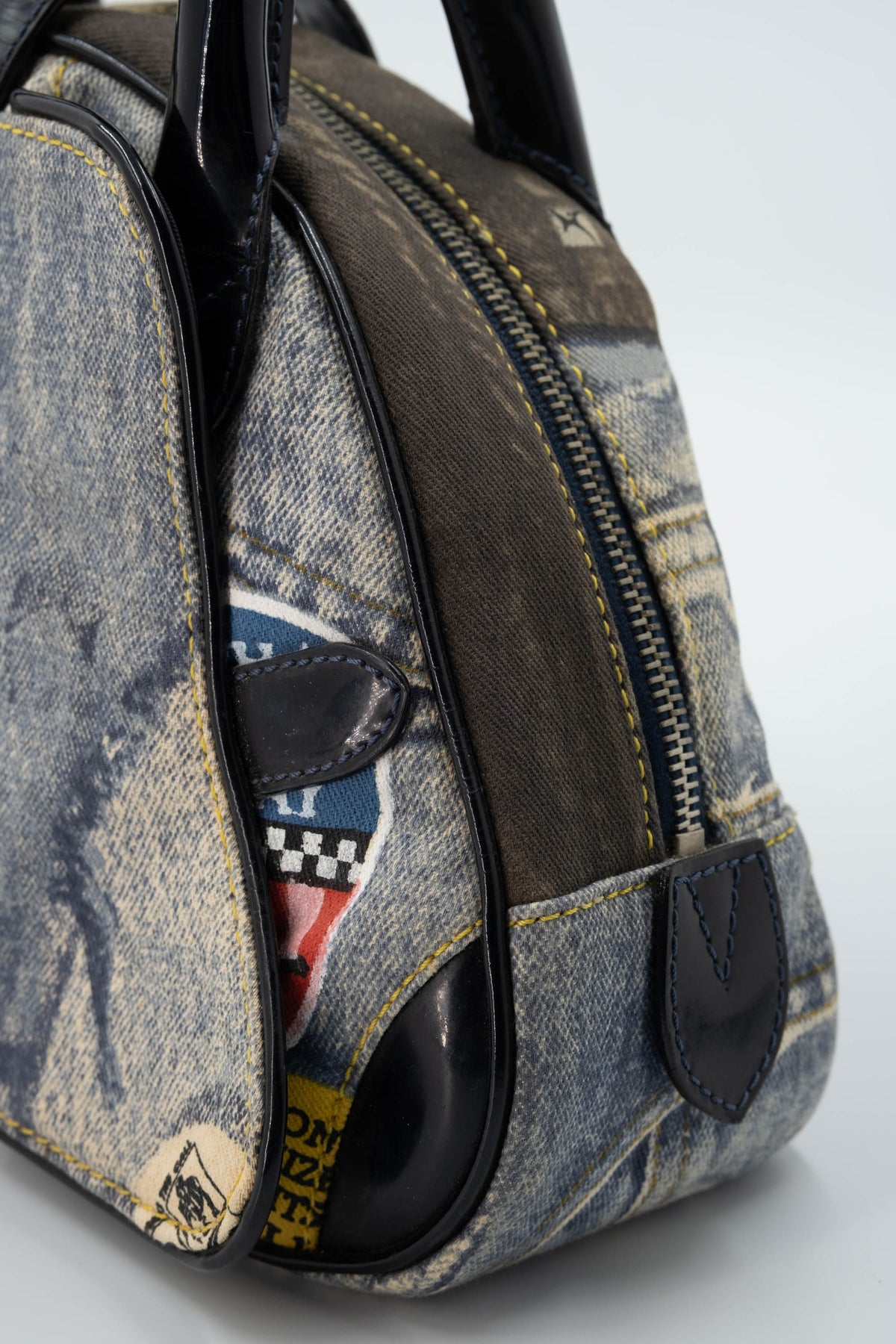 Christian Dior Denim Speedway Saddle Bowler Bag Size Mini 2001