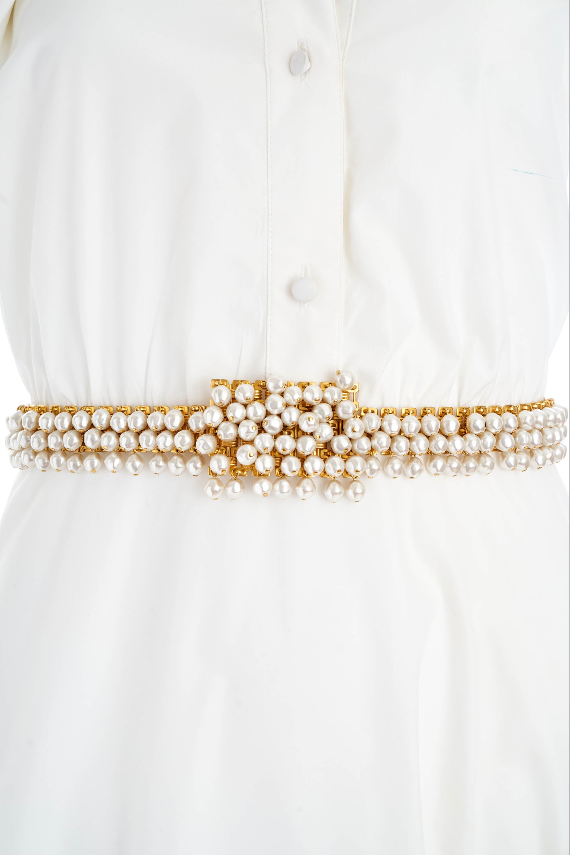 Christian Dior Vintage Gold and Pearl Embellished Belt