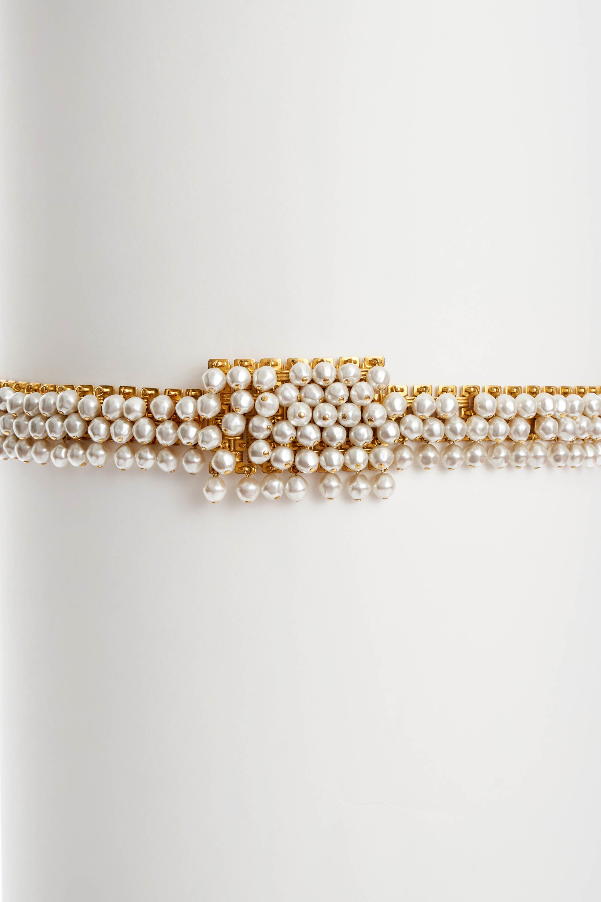 Christian Dior Vintage Gold and Pearl Embellished Belt