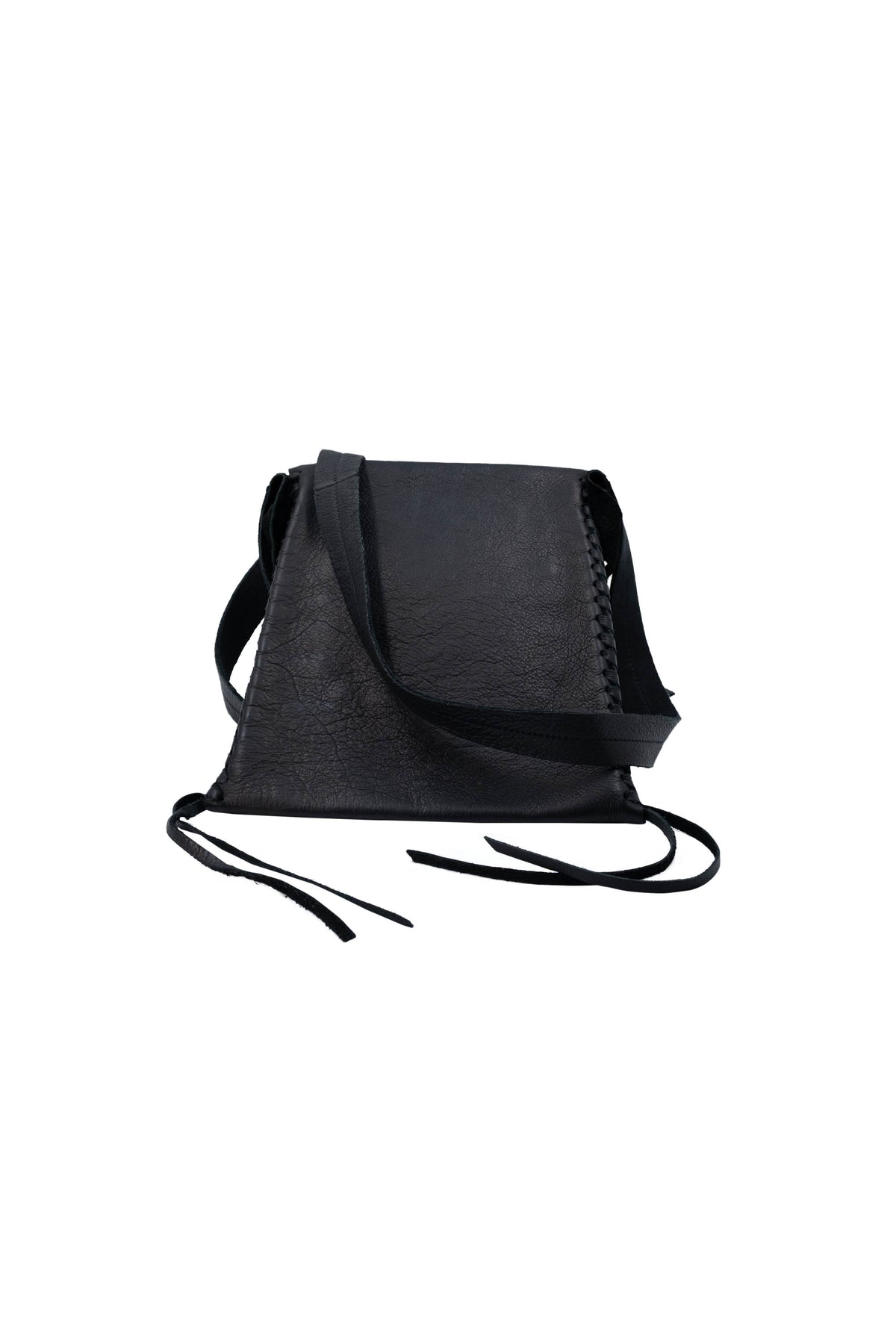 Colleen Cordero Black Leather Studded Shoulder Bag Size Medium