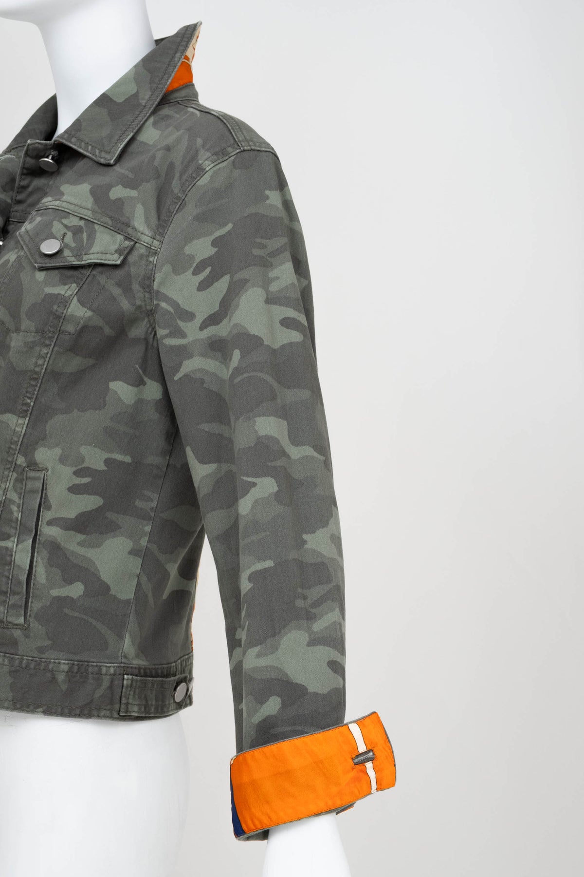 Customized Camo Jacket With Hermes Scarf Accents