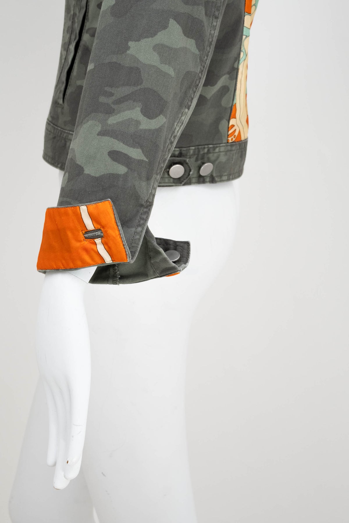 Customized Camo Jacket With Hermes Scarf Accents