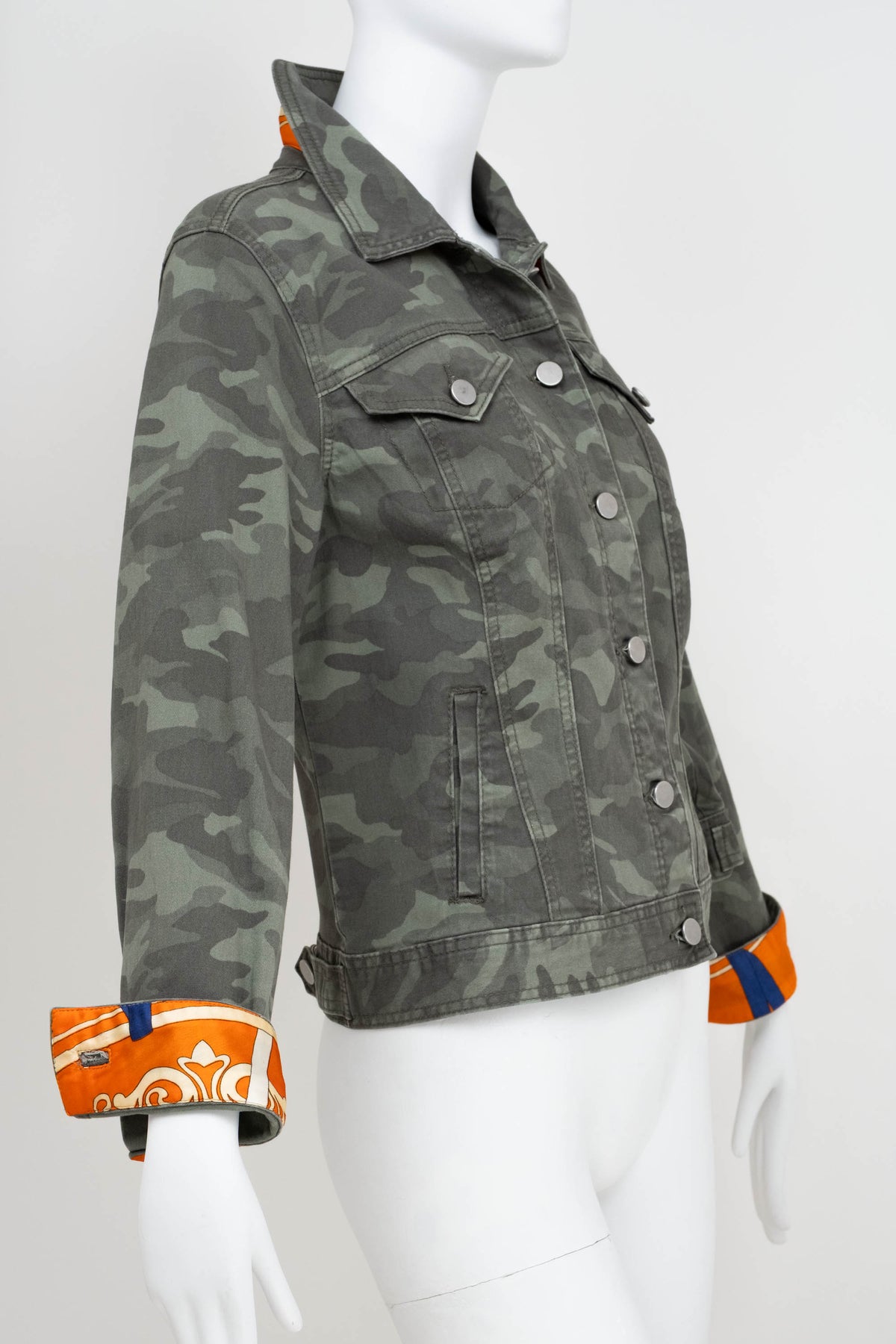 Customized Camo Jacket With Hermes Scarf Accents