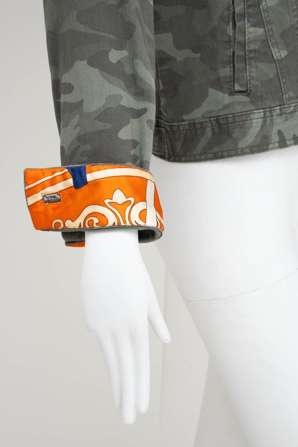 Customized Camo Jacket With Hermes Scarf Accents