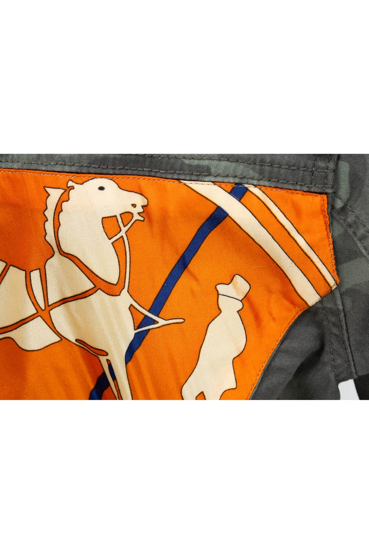 Customized Camo Jacket With Hermes Scarf Accents