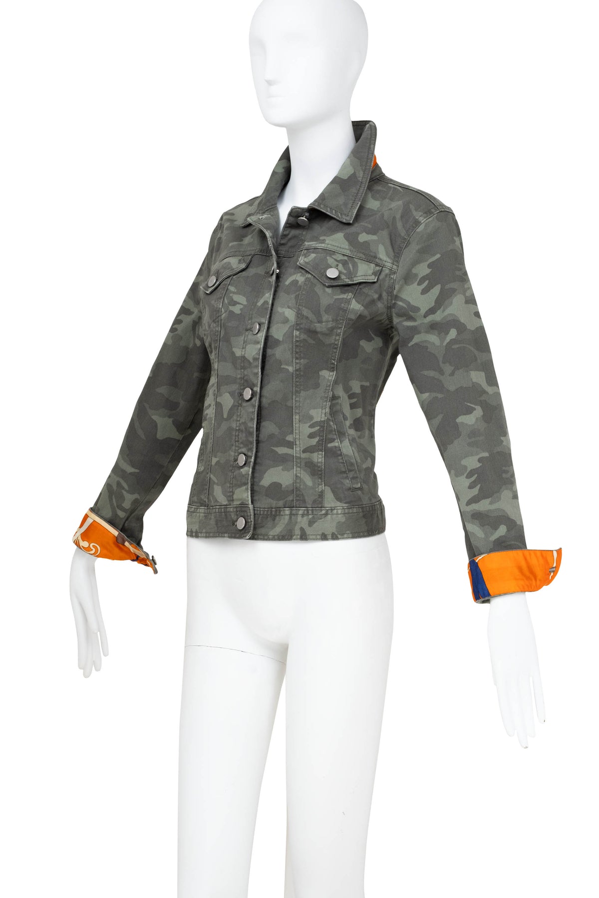 Customized Camo Jacket With Hermes Scarf Accents