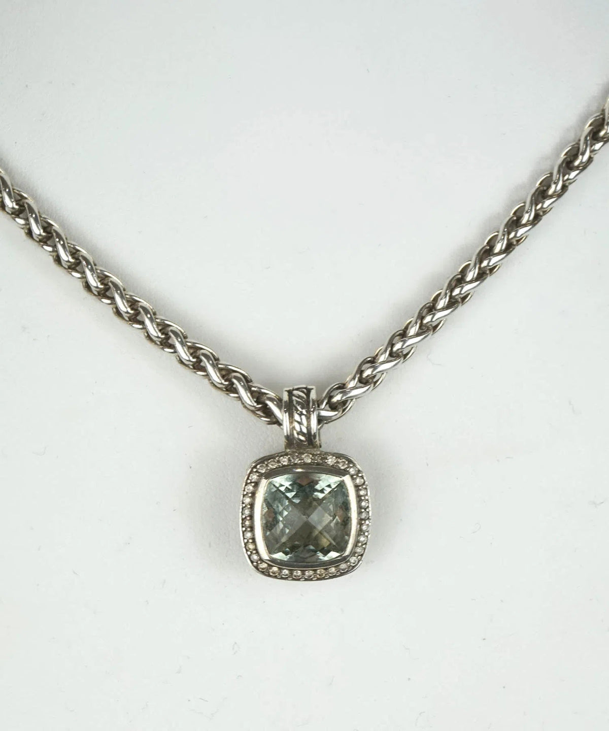 David Yurman Wheat Chain w/Prasiolite &amp; Diamond Pendant Necklace