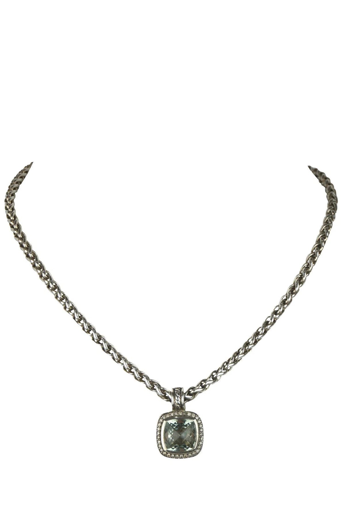 David Yurman Wheat Chain w/Prasiolite &amp; Diamond Pendant Necklace