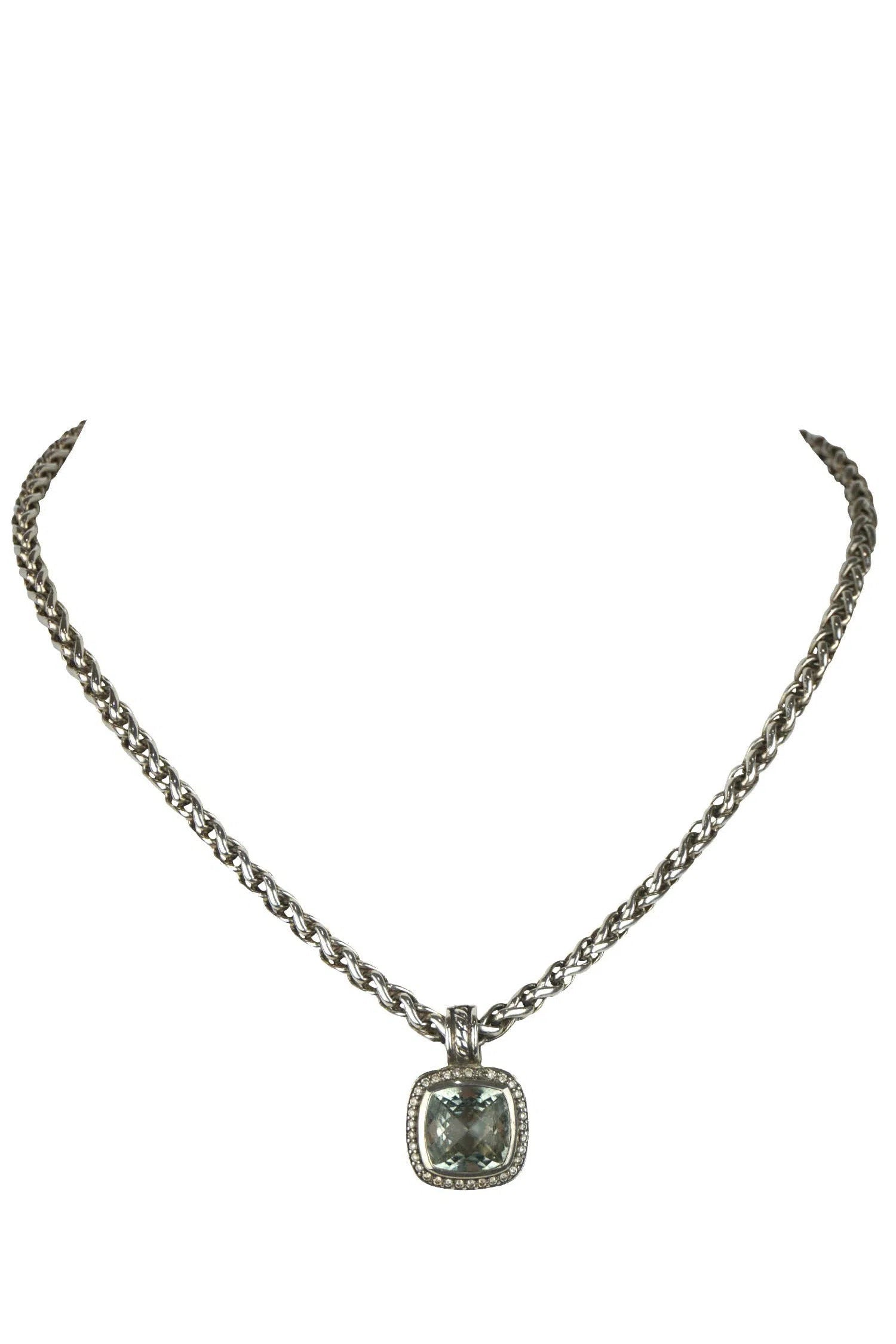 David Yurman Wheat Chain w/Prasiolite & Diamond Pendant Necklace