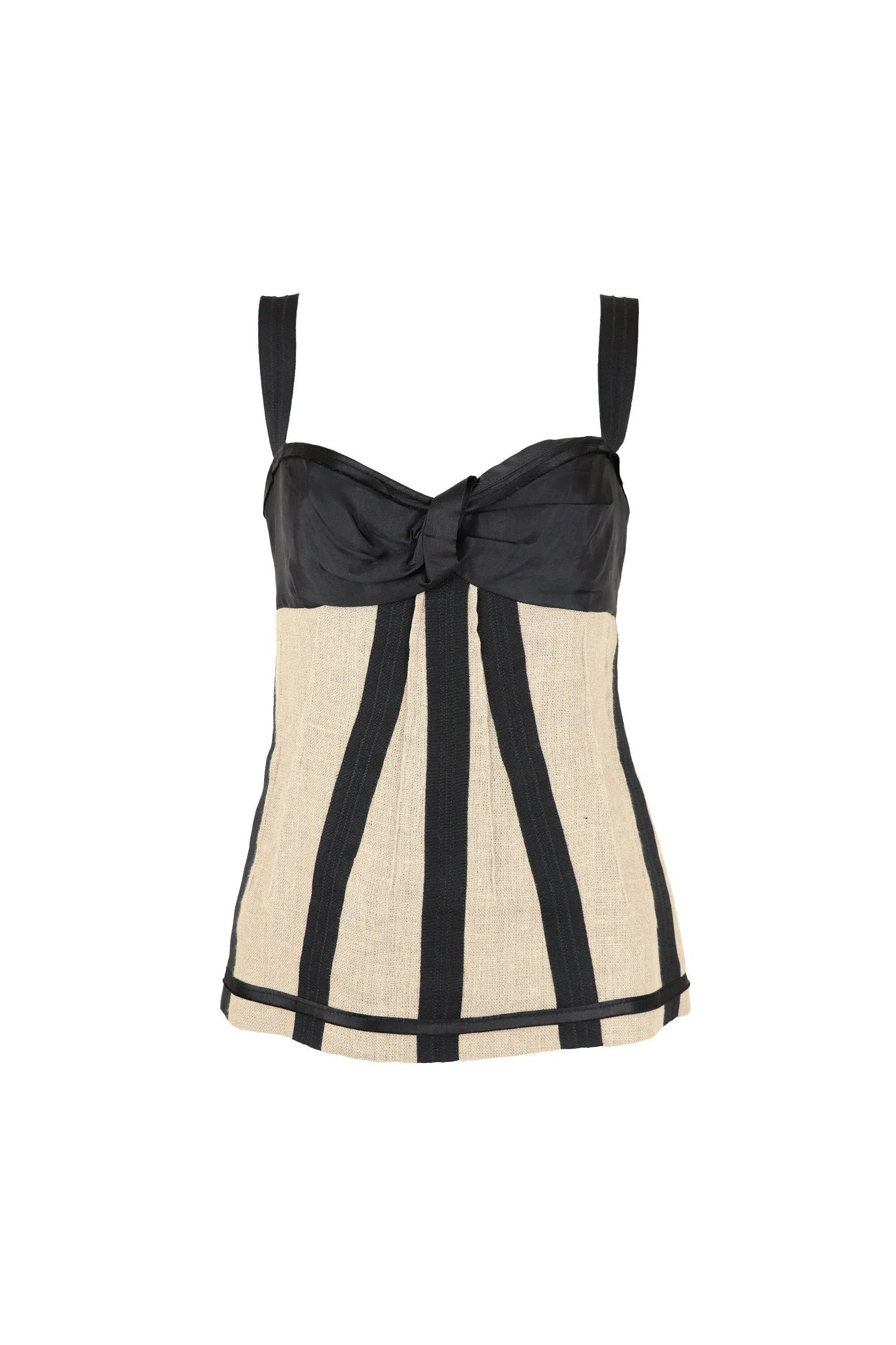 D&G Linen & Faille Bustier Top - Foxy Couture Carmel D&G Linen & Faille Bustier Top - Foxy Couture Carmel