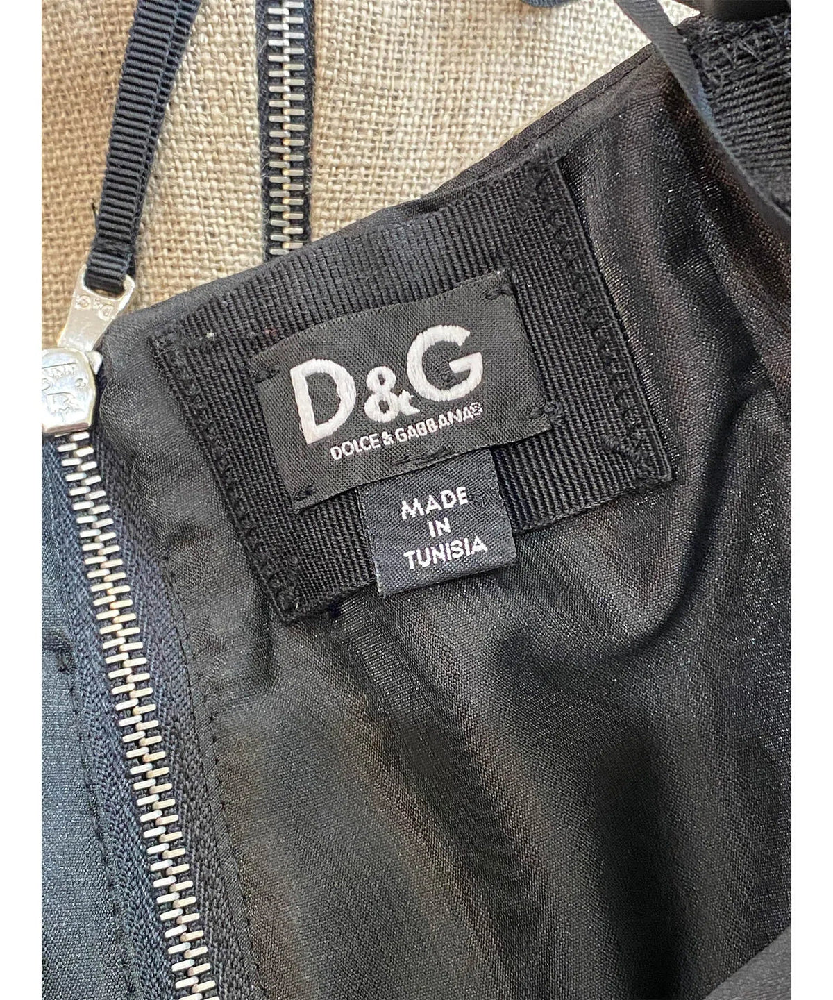 D&amp;G Linen &amp; Faille Bustier Top