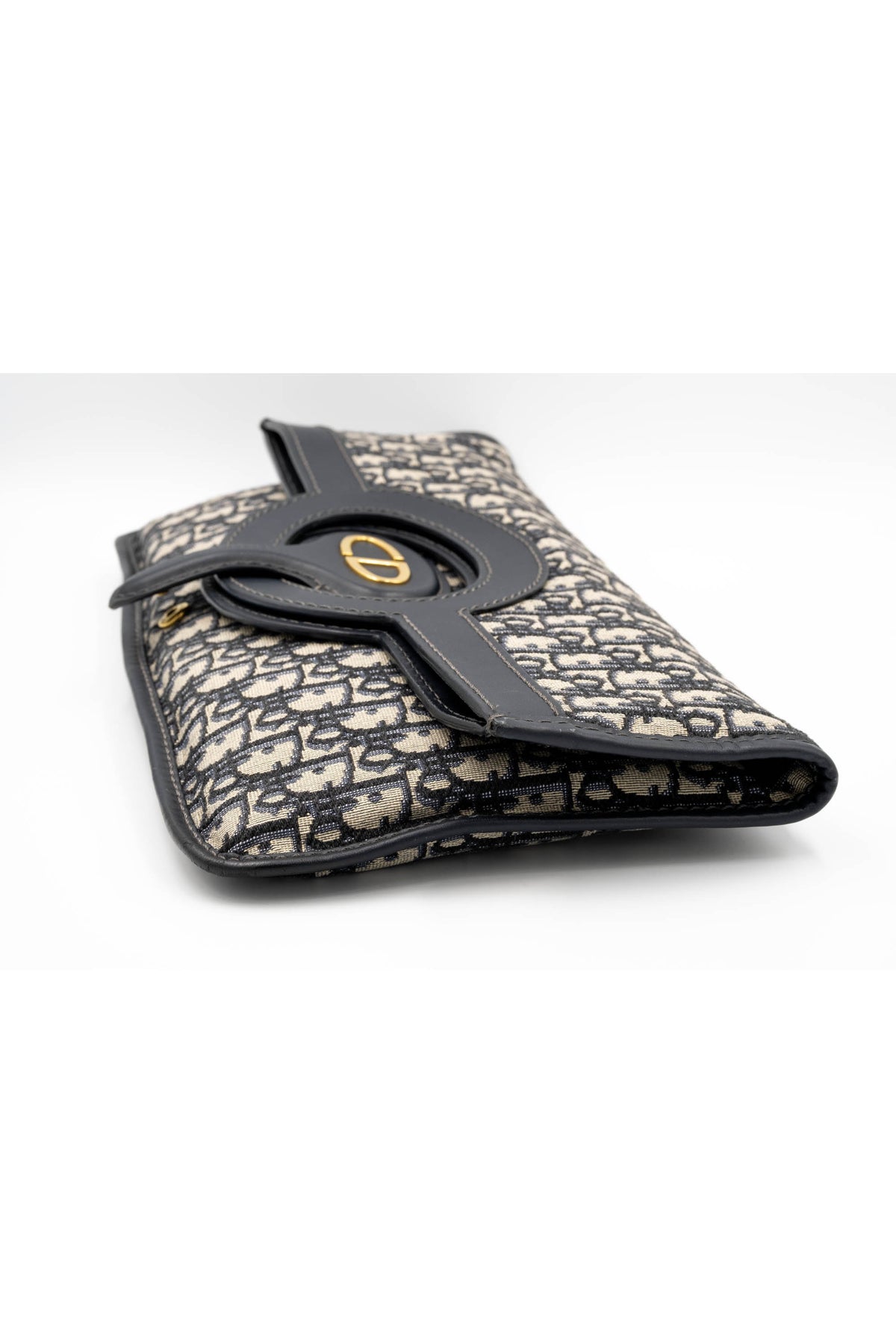 Dior Navy and Beige Trotter Fold Over Clutch Purse 2018