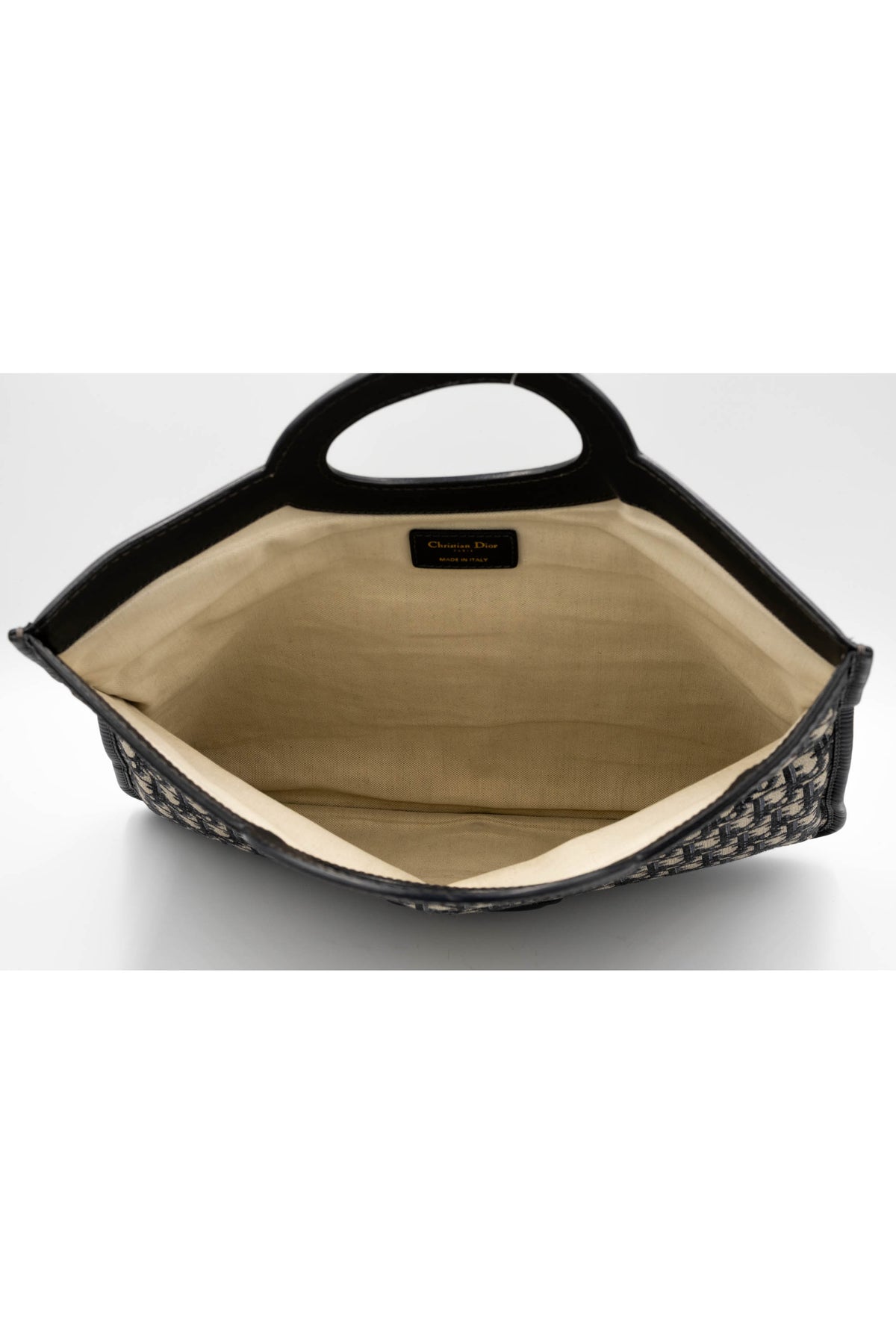 Dior Navy and Beige Trotter Fold Over Clutch Purse 2018