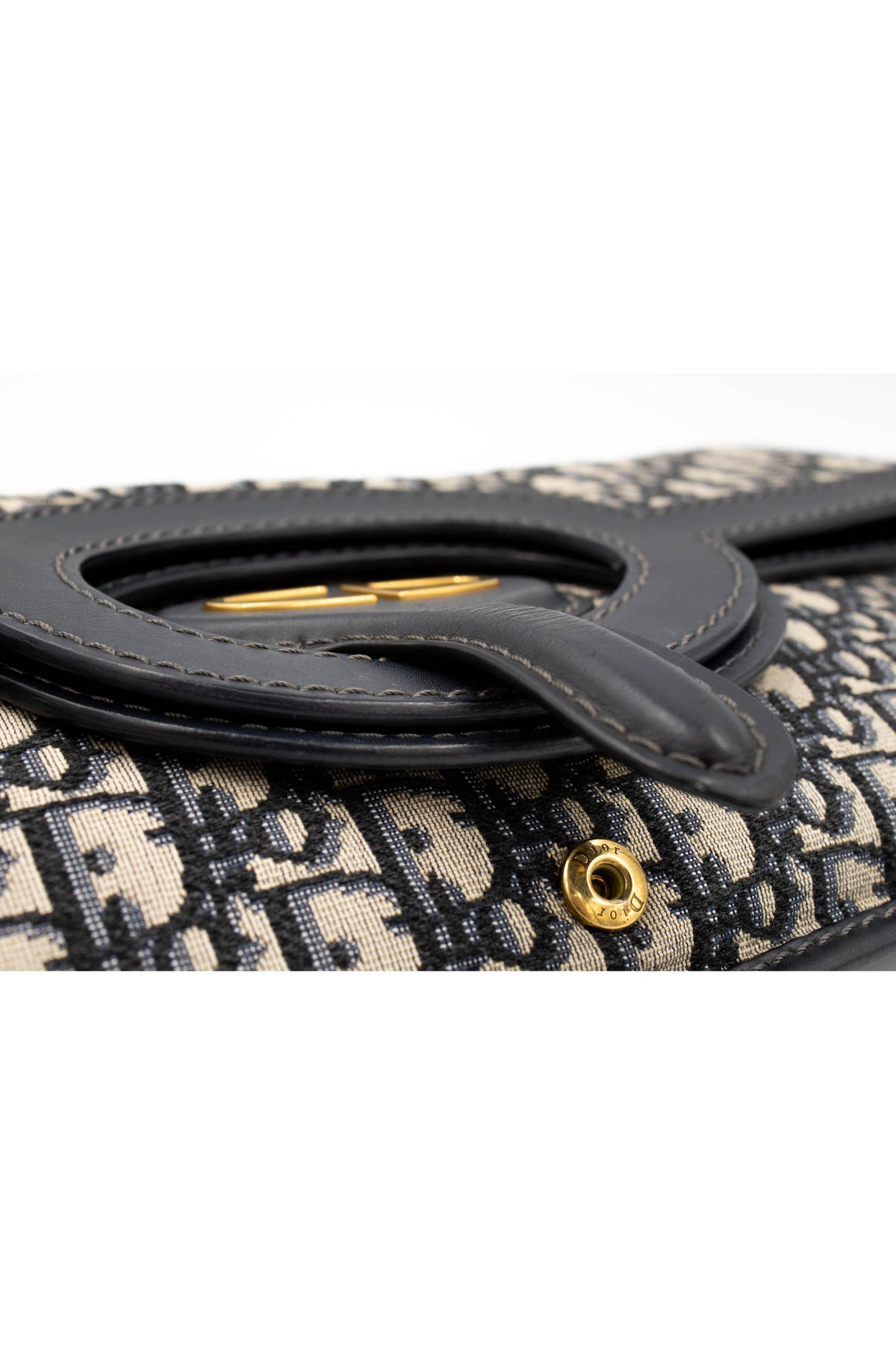 Dior Navy and Beige Trotter Fold Over Clutch Purse 2018