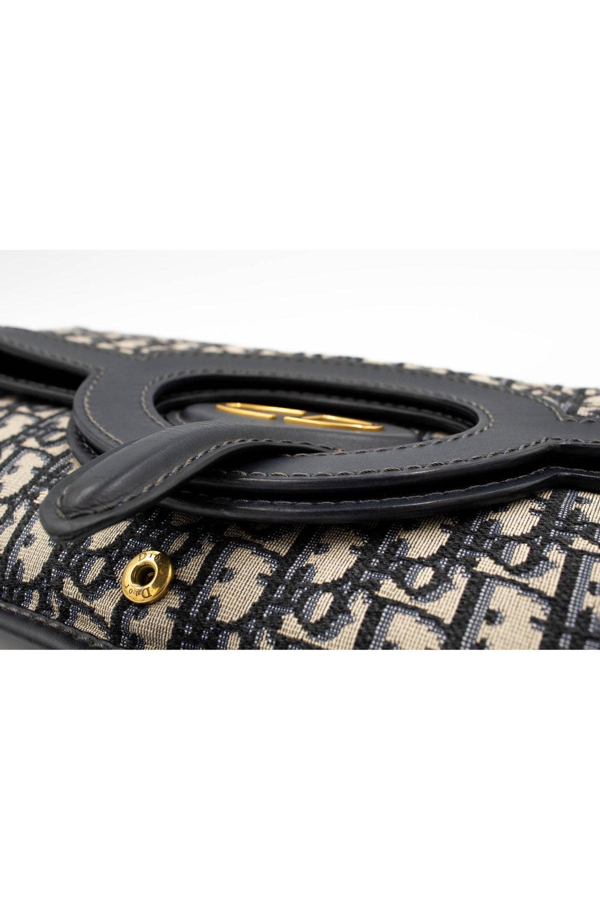 Dior Navy and Beige Trotter Fold Over Clutch Purse 2018