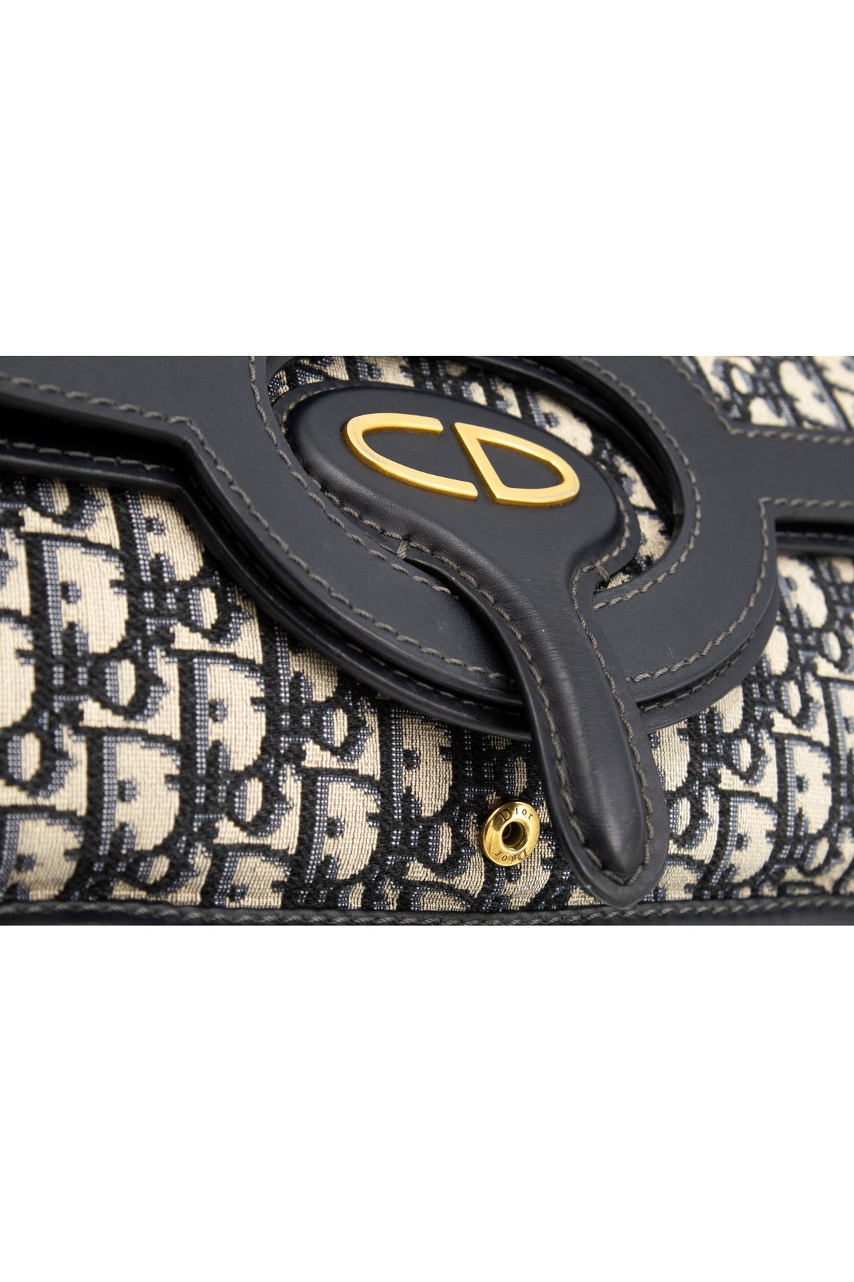 Dior Navy and Beige Trotter Fold Over Clutch Purse 2018