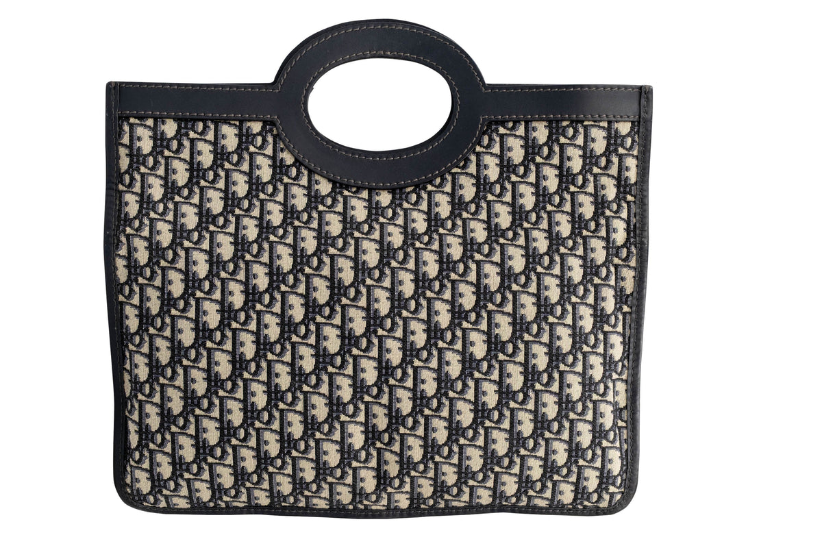 Dior Navy and Beige Trotter Fold Over Clutch Purse 2018