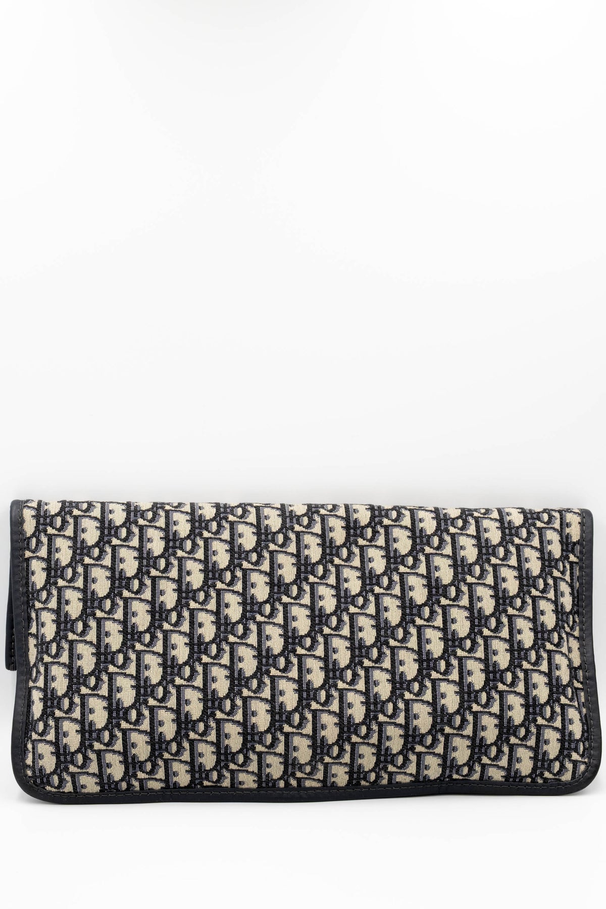 Dior Navy and Beige Trotter Fold Over Clutch Purse 2018