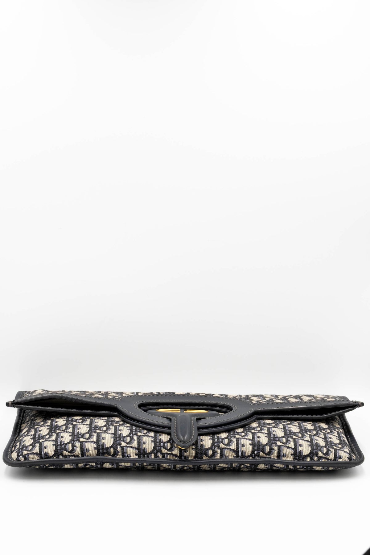 Dior Navy and Beige Trotter Fold Over Clutch Purse 2018