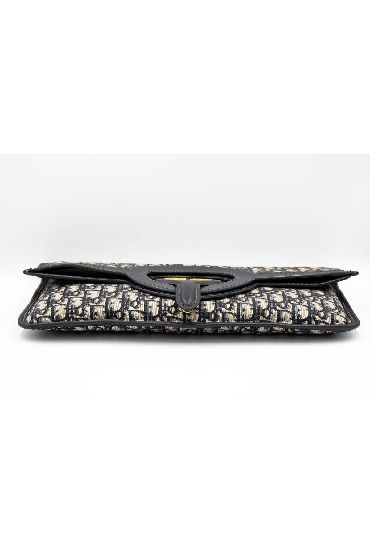 Dior Navy and Beige Trotter Fold Over Clutch Purse 2018