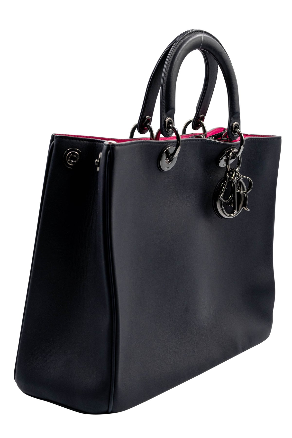 Christian Dior Navy and Pink Lady Dior Leather Tote